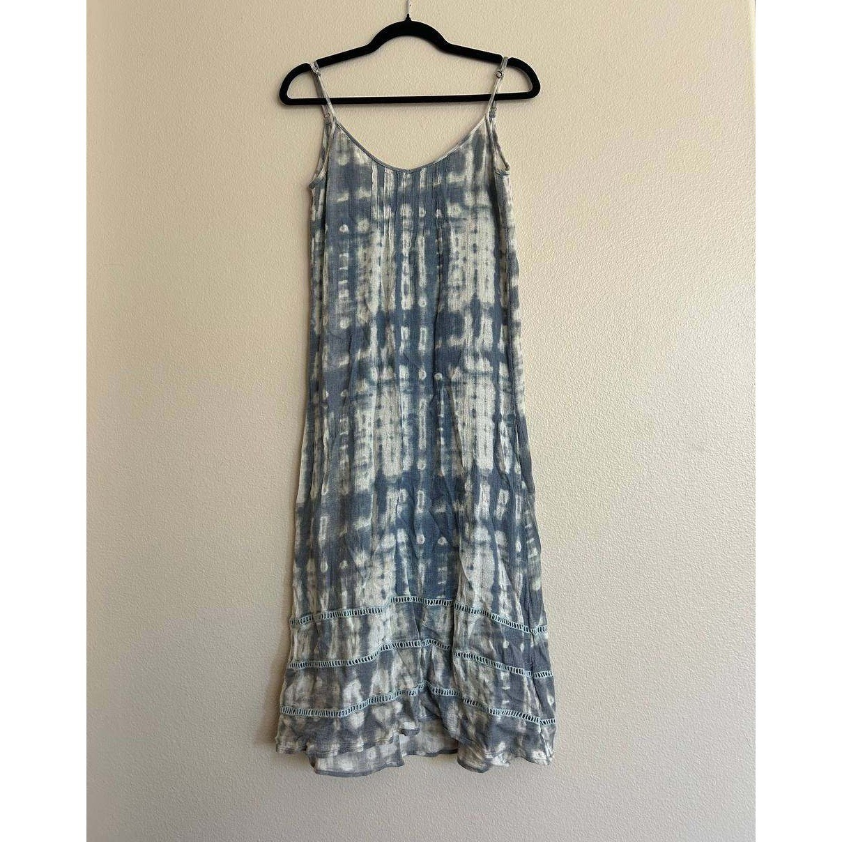 Billabong Blue Tie Dye Slip Sundress S Boho Beach Resortwear Crochet Clean Girl