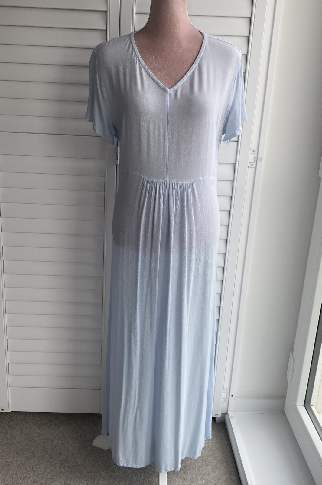 GHOST VINTAGE (SARNE ERA) LIGHT BABY BLUE LONG BIAS CUT MAXI DRESS – UK M 12 14