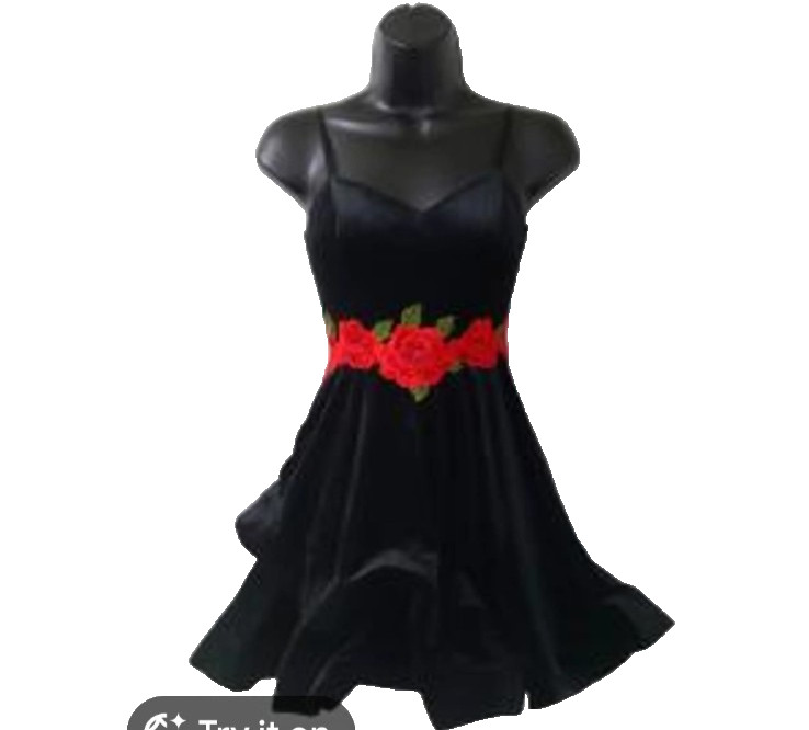 B. Darlin Velvet Cocktail Party Dress Sz 7/8 Red Rose Embroidery Whimsigoth NWT
