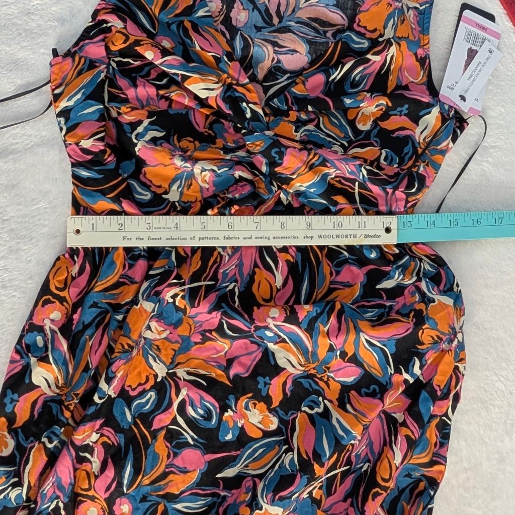 French Connection Twist Front Black Multicolor Floral Maxi Dress – Small – New