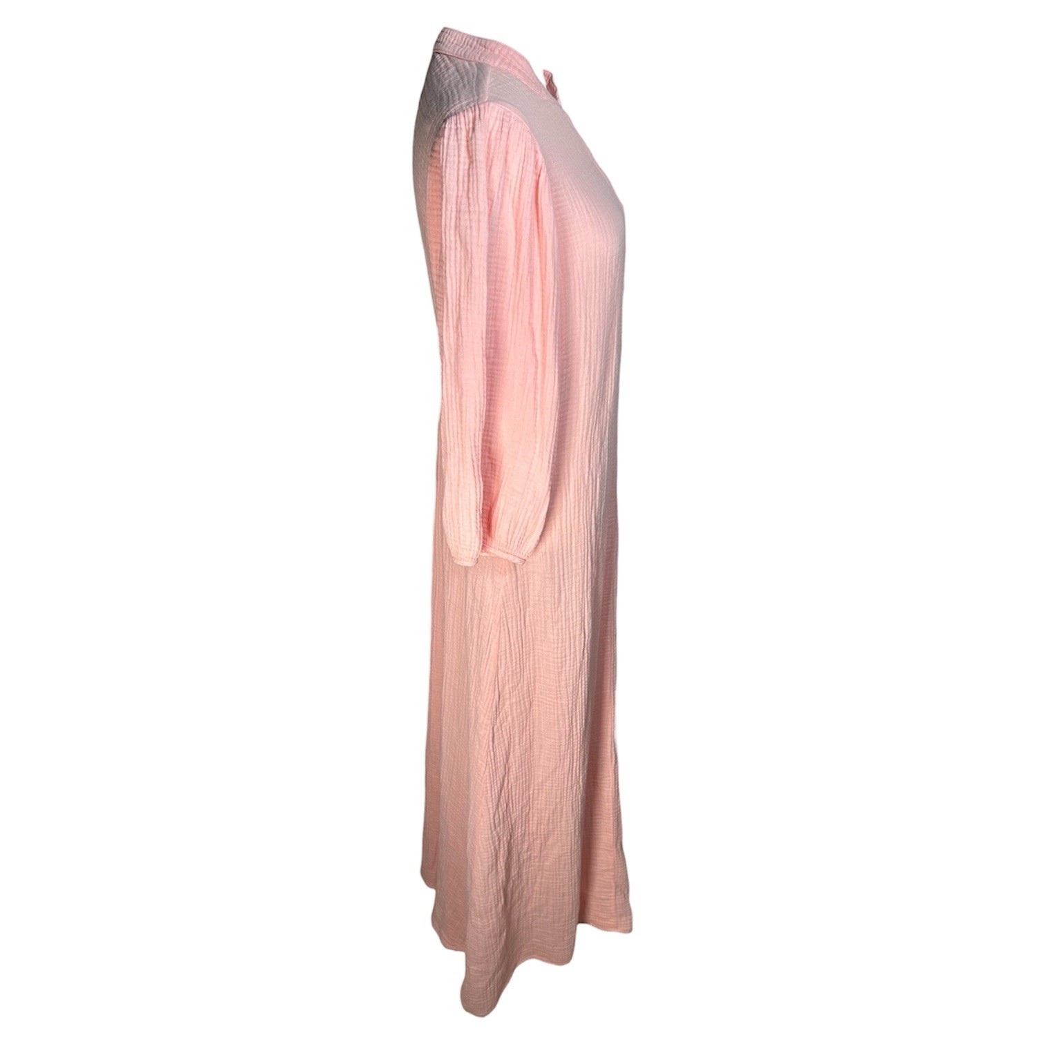 NWT HONORINE Pink Peach Cotton Gauze Tunic Maxi Dress Pearl Buttons Sz M