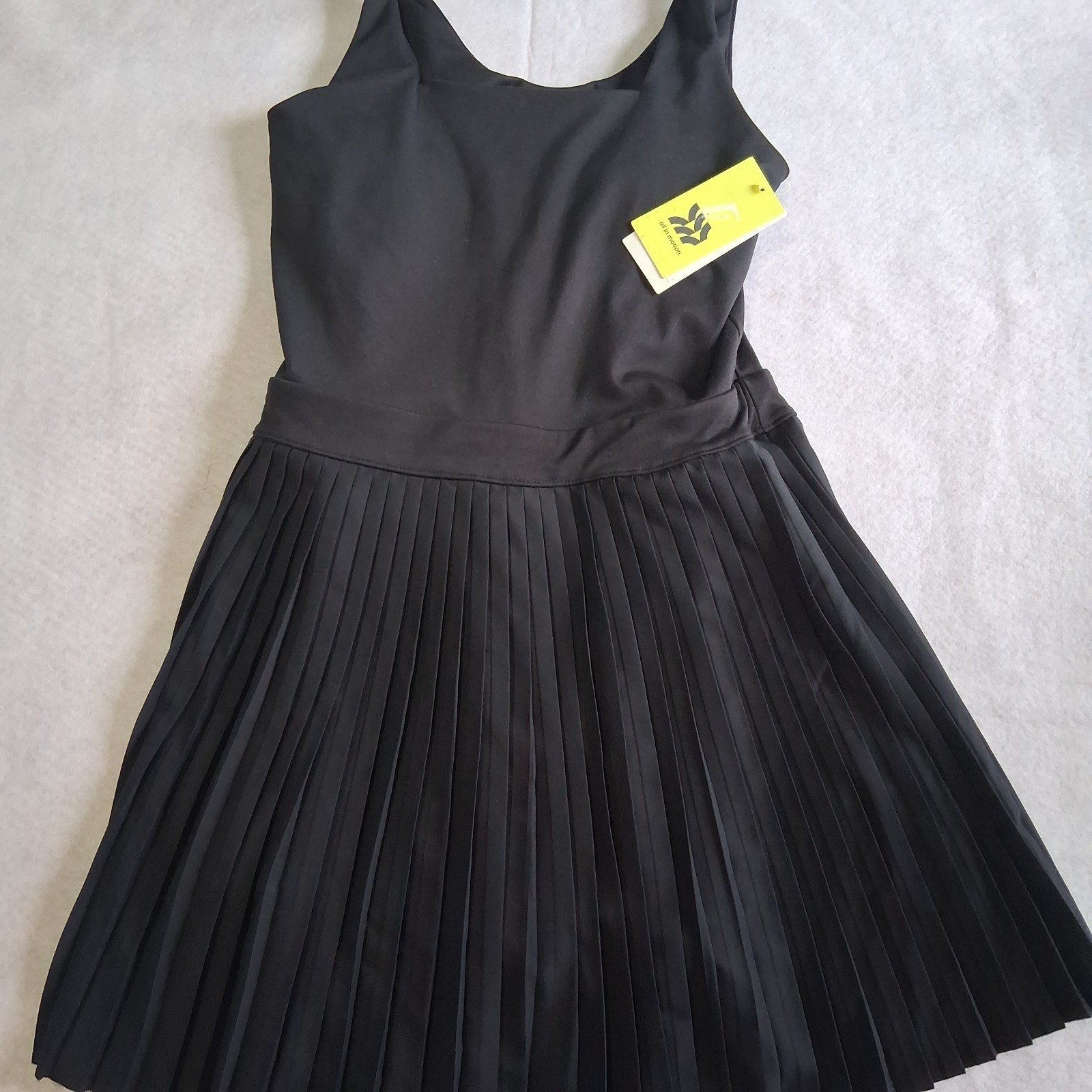 Pleated Active Dress black All In One Motion built in shorts and bra shelf small