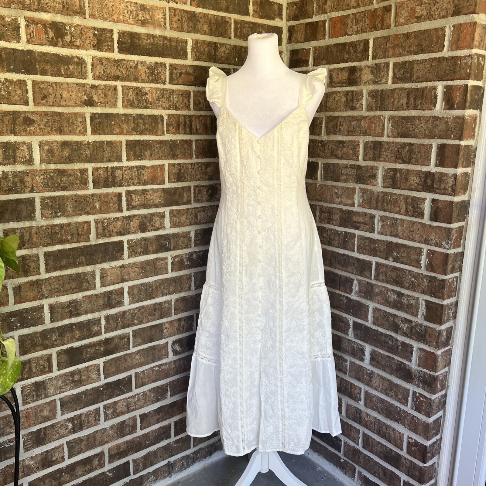Lost + Wander Sundrenched Midi Dress Off White Cottage Core Small Bohemian