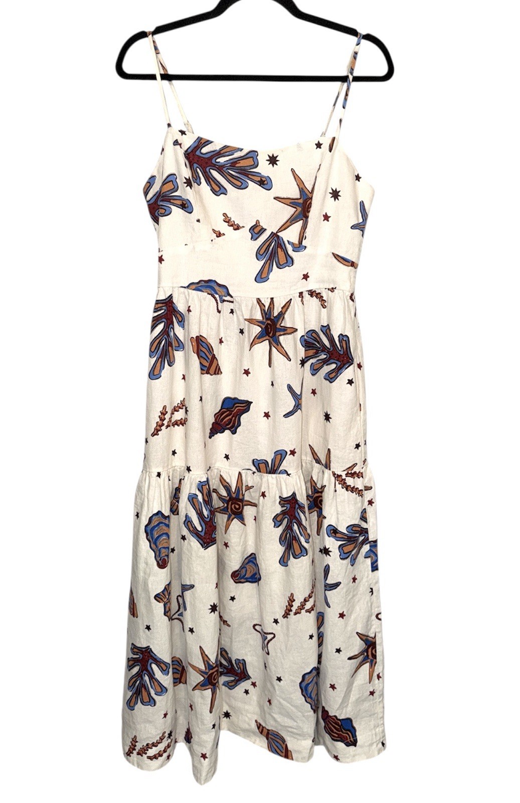 C&C California Womens Linen Blend Sun Dress Seashell Coastal Beach Boho Sz M 8
