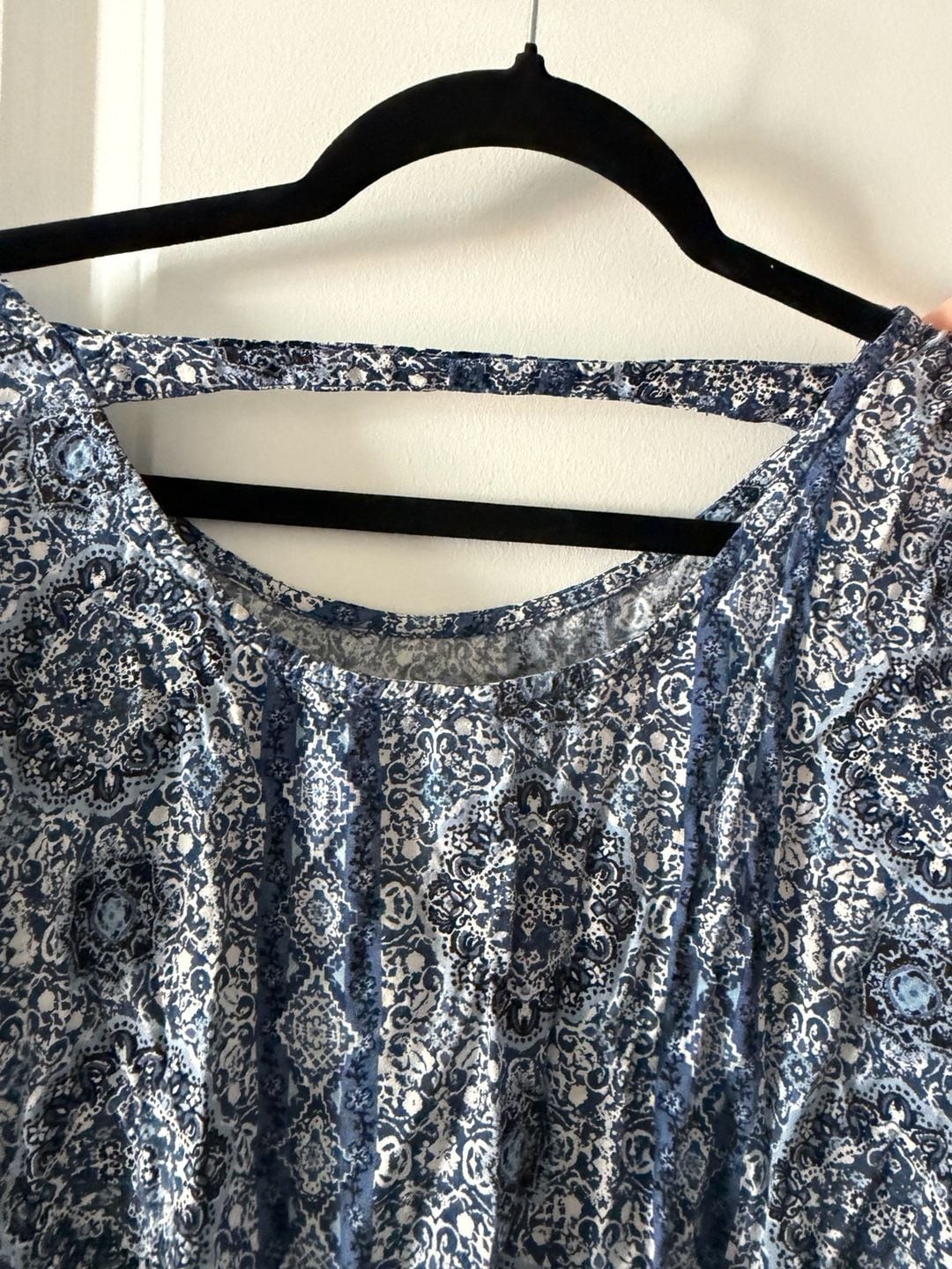 Blue Paisley Print Rayon Sleeveless Dress with Pockets