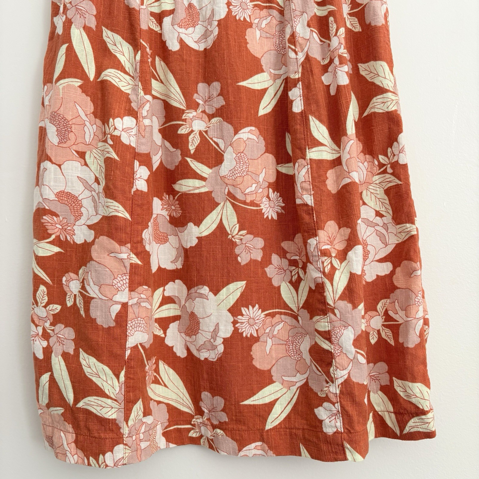 THE NORMAL BRAND Sonoran Slub Surplice Tank Mini Dress Orange Floral Resort S