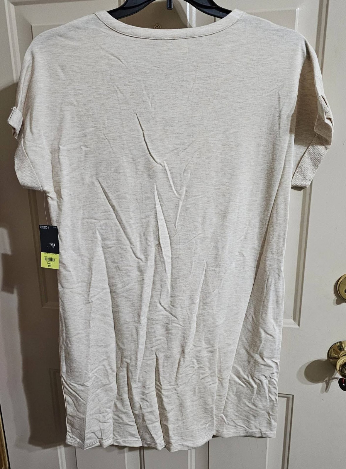 NWT Heathered Oatmeal Xersion Stretchy T-Shirt Dress or Tunic Top, size Small