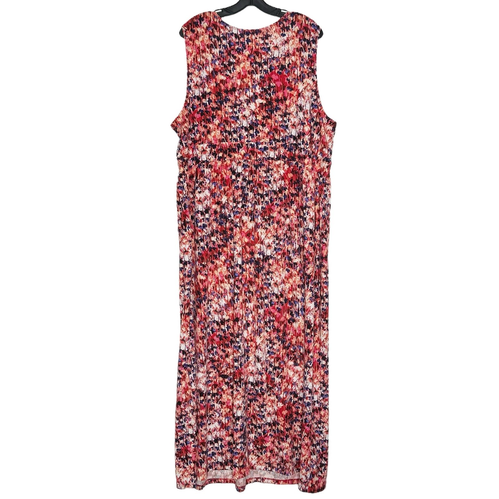 Elementz Dress Boho Retro Eclectic Summer Abstract Bold Maxi Floral Red Blue 3X