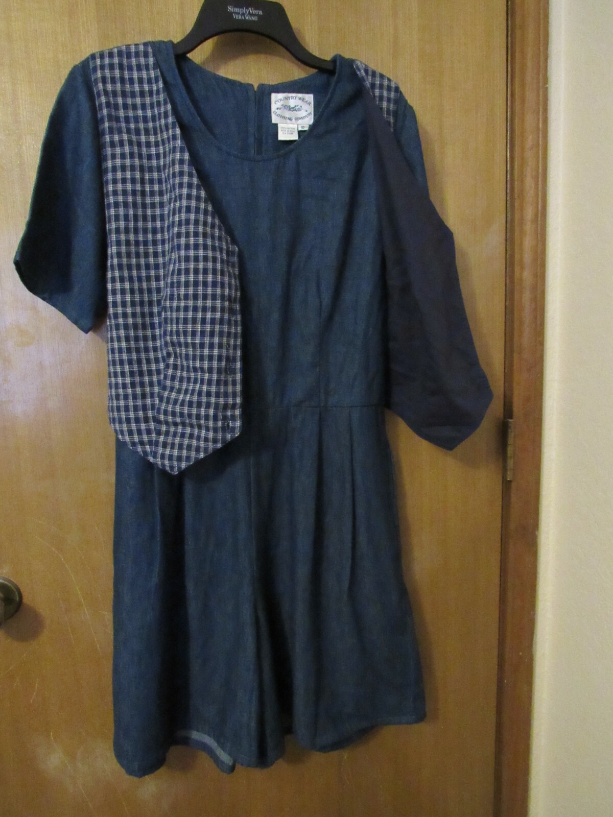 Casuals Country wear jeans denim overall 100% Cotton 10 blue Plaids vest NWOT