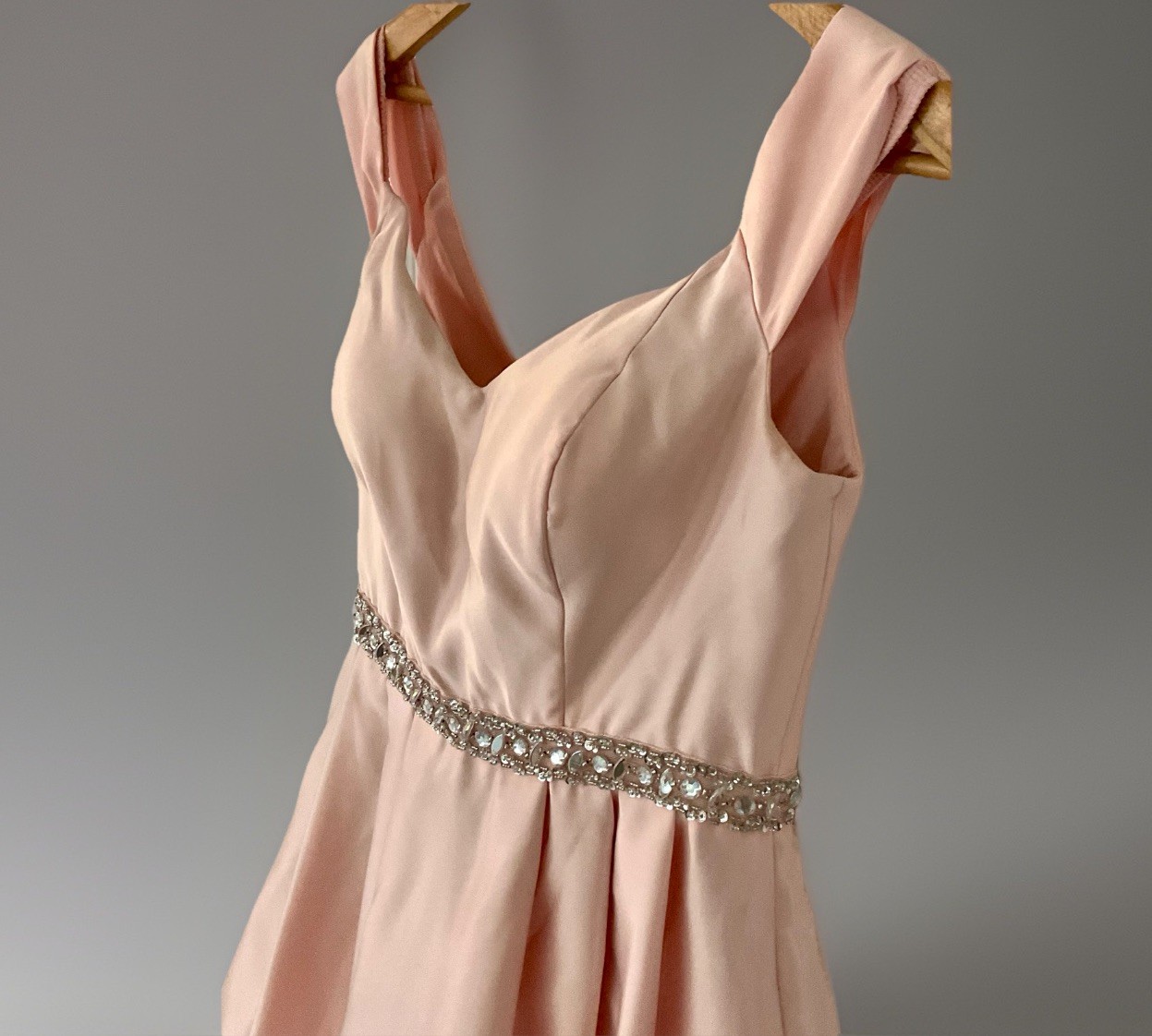Cindy Collection Fit N Flare Dress Mini Pink Satin Rhinestone Prom Wedding Gown