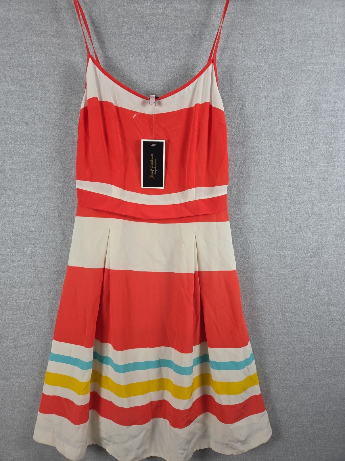JUICY COUTURE Silk Sun Dress Size 2 Striped Lined Fairy Coquette Retro Y2K NEW