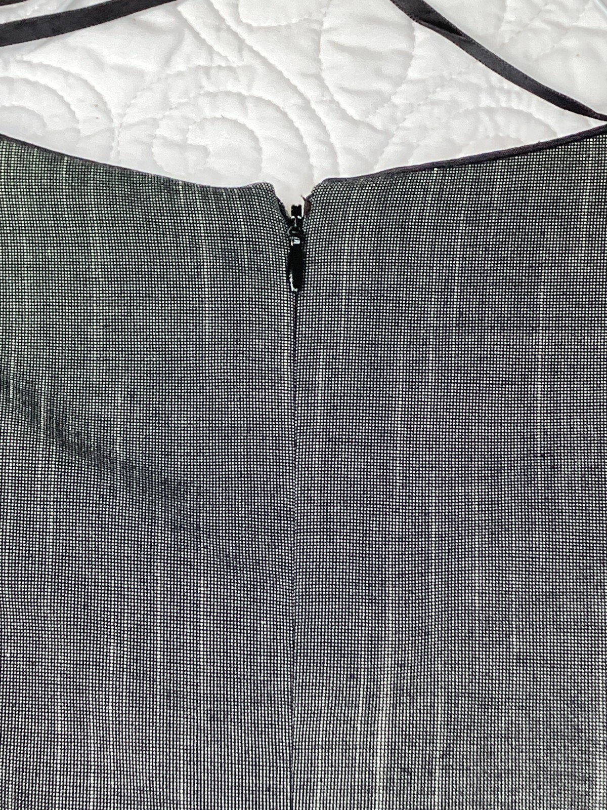 Worthington Womens sz 8 Grey/Black Cap Sleeve Fitted Sheath Dress