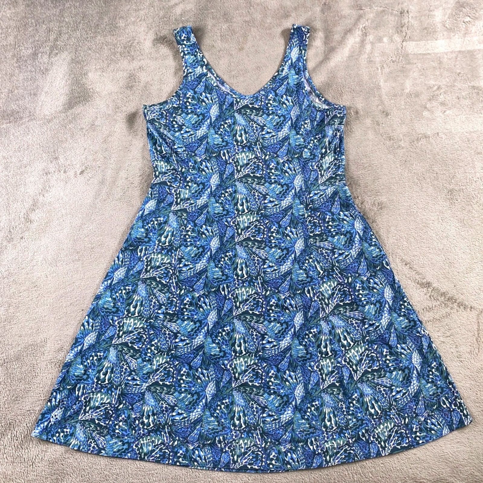 Toad&Co Dress Womens S Blue Sunkissed Petal Sleeveless Pockets Cut Hem Summer