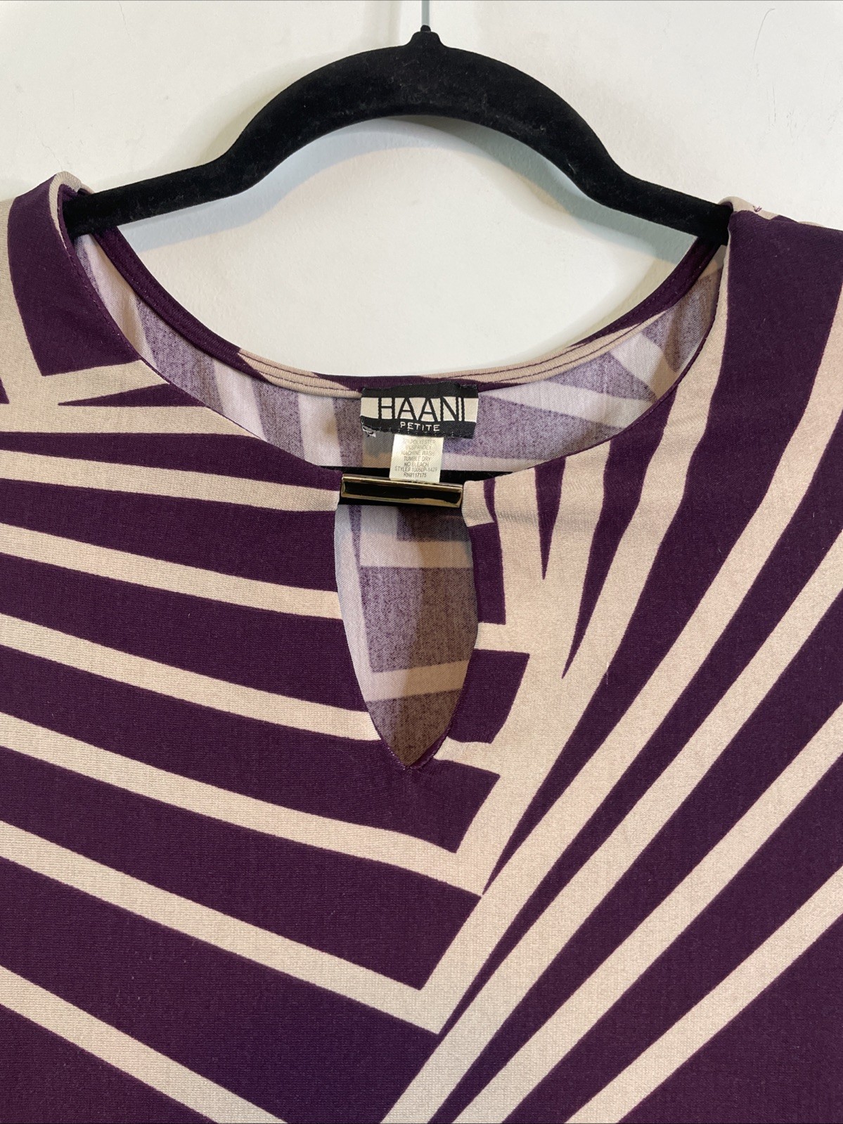 Haani Petite PXL Purple Geometric Shift Dress 3/4 Sleeve Stretch Tunic