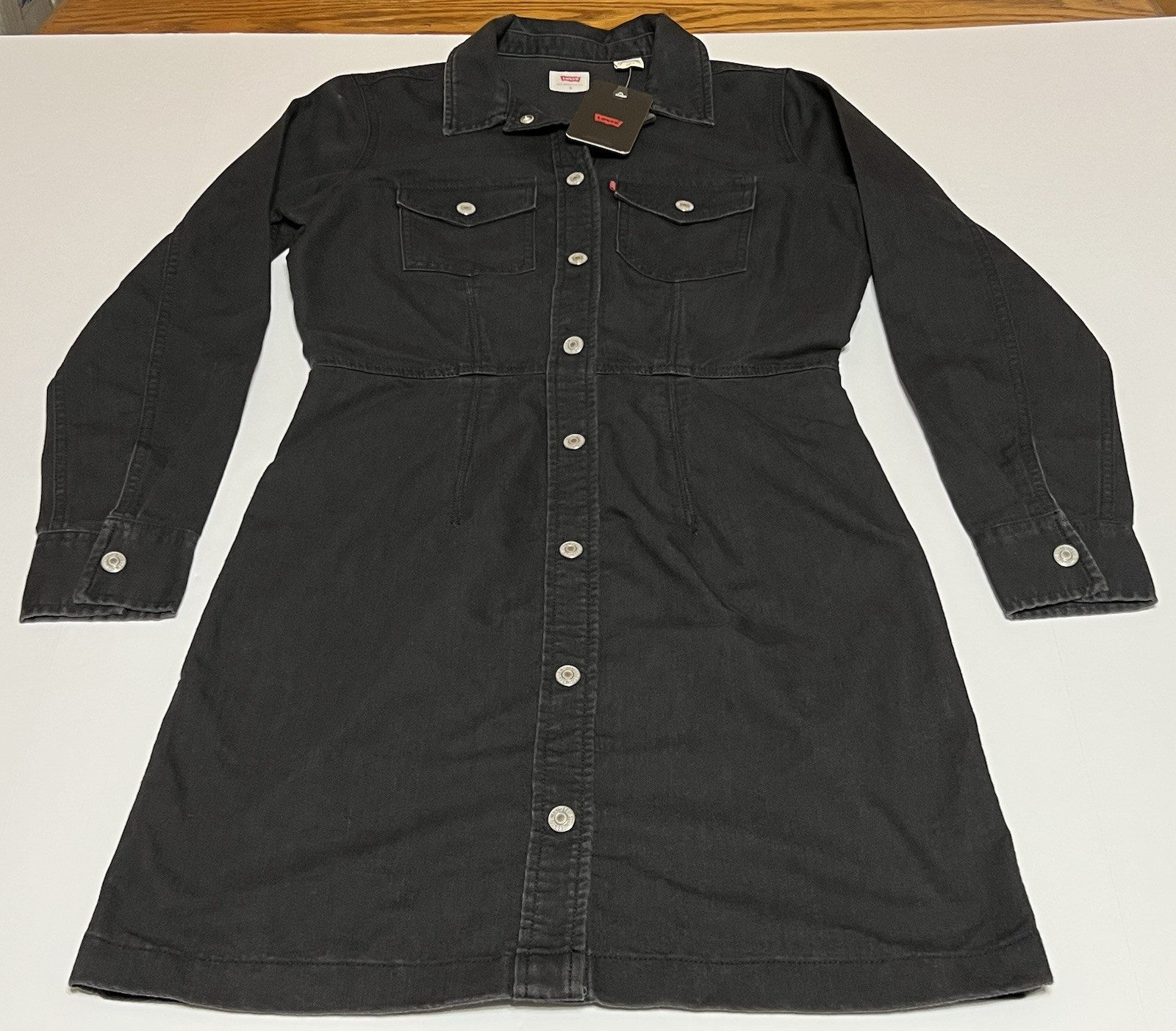 Levi’s Womens Ellie Denim Dress Black Size Small Button NWT New