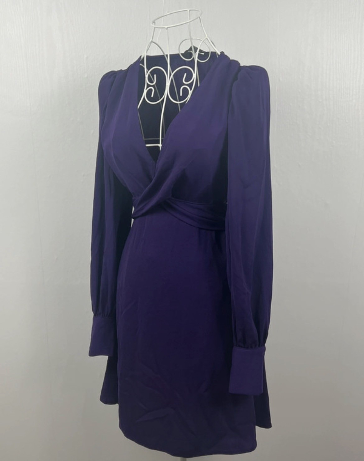 Dorothy Perkins Purple Twist Front Mini Dress UK 10 BNWT Long Sleeve Tie Waist