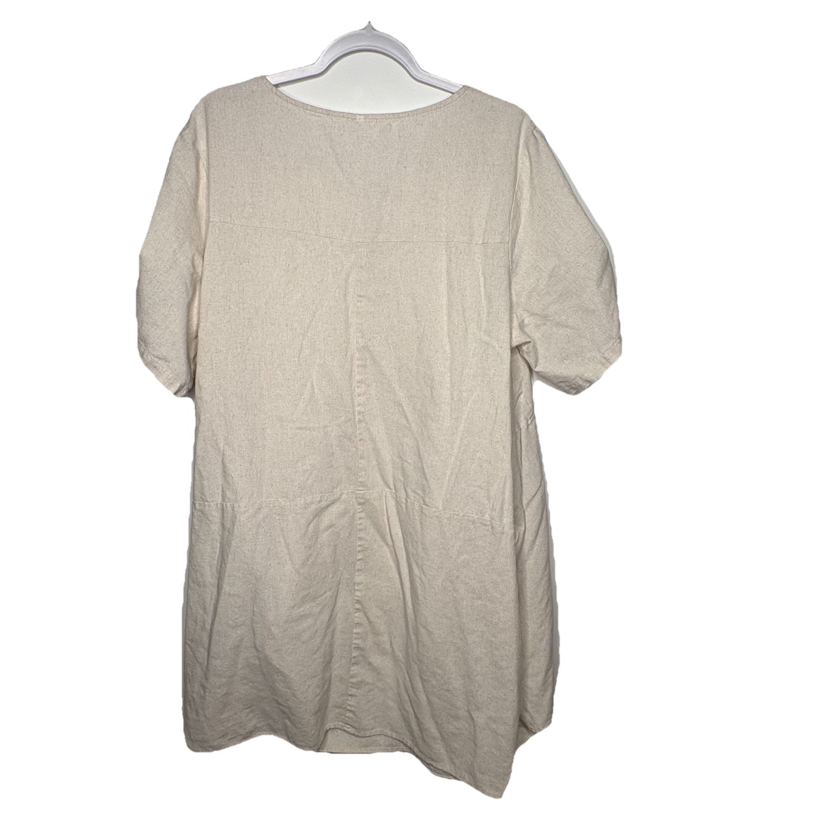 Minibee Linen Blend Dress L Cream Oversized Midi Lagenlook Cottagecore Coastal