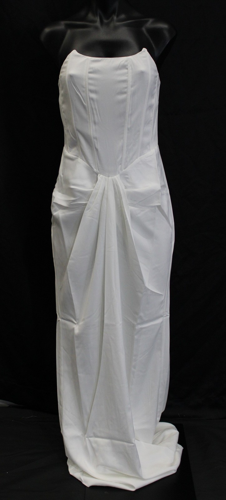 Lune Eclat Women’s Tovarl Strapless Plunge Fishbone Maxi Dress LB3 White Medium