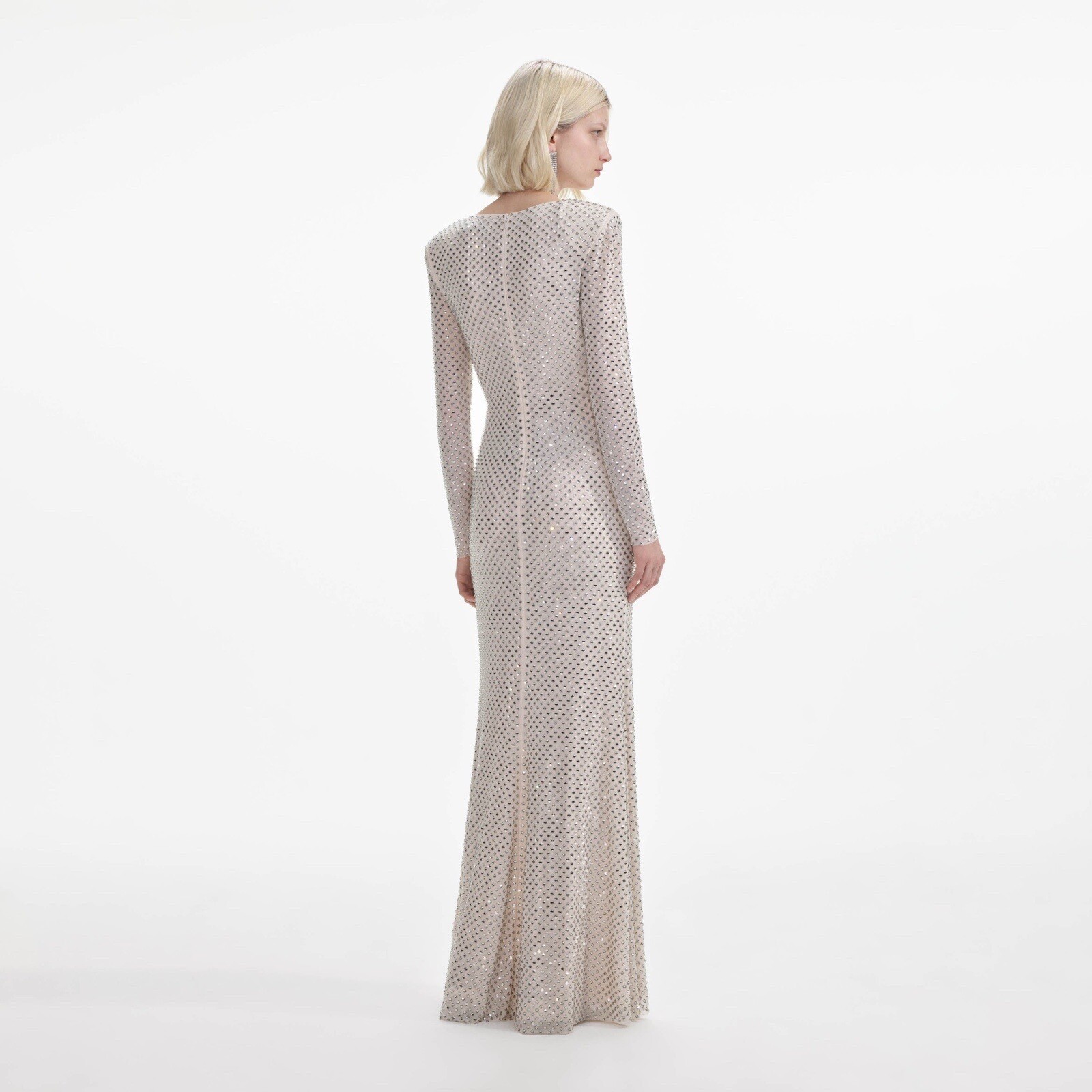 self portrait CREAM RHINESTONE KEYHOLE MAXI DRESS UK 6, US 2 $870