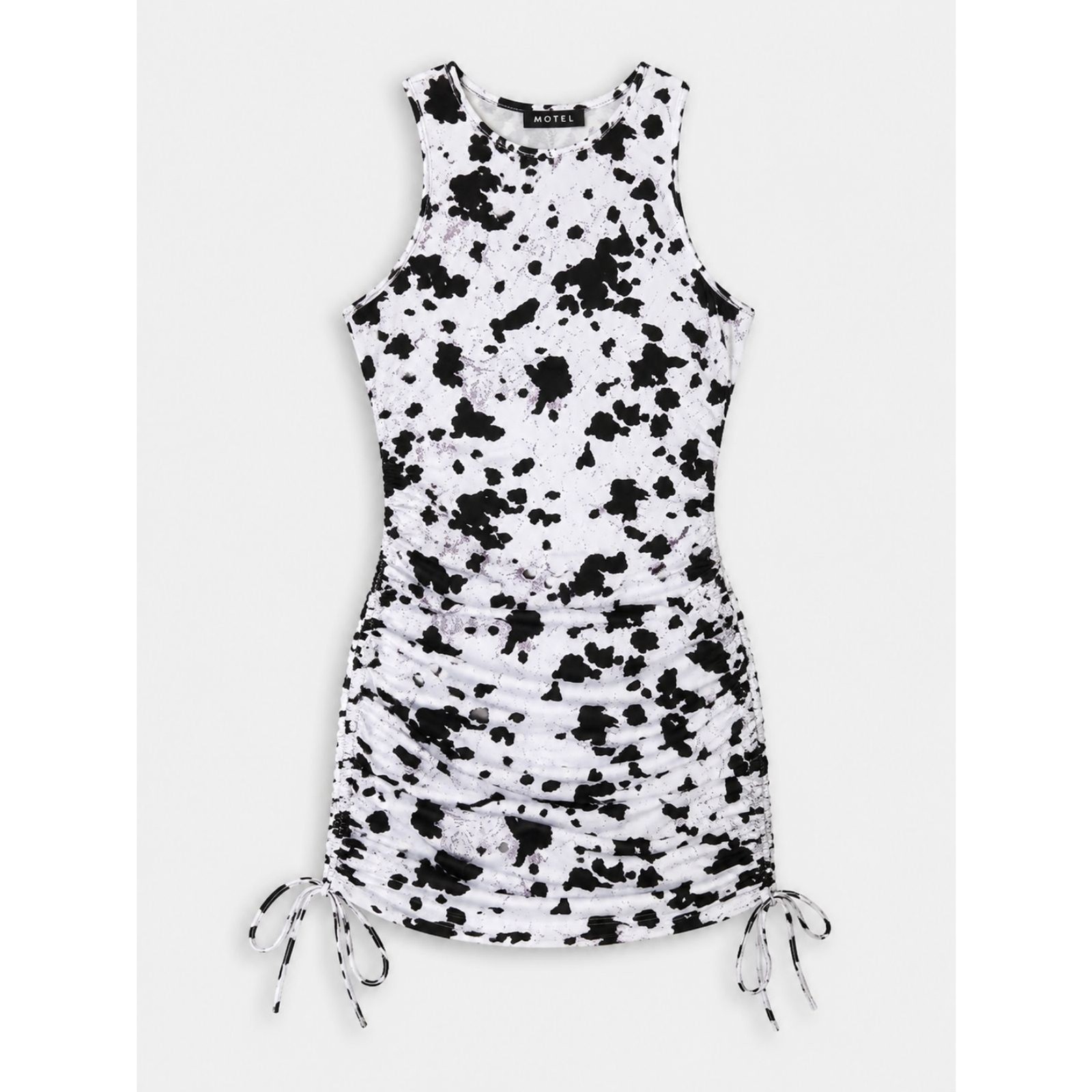 Motel Animal Print Mini Dress Small NWOT Cinched Shirred Drawstring Bodycon