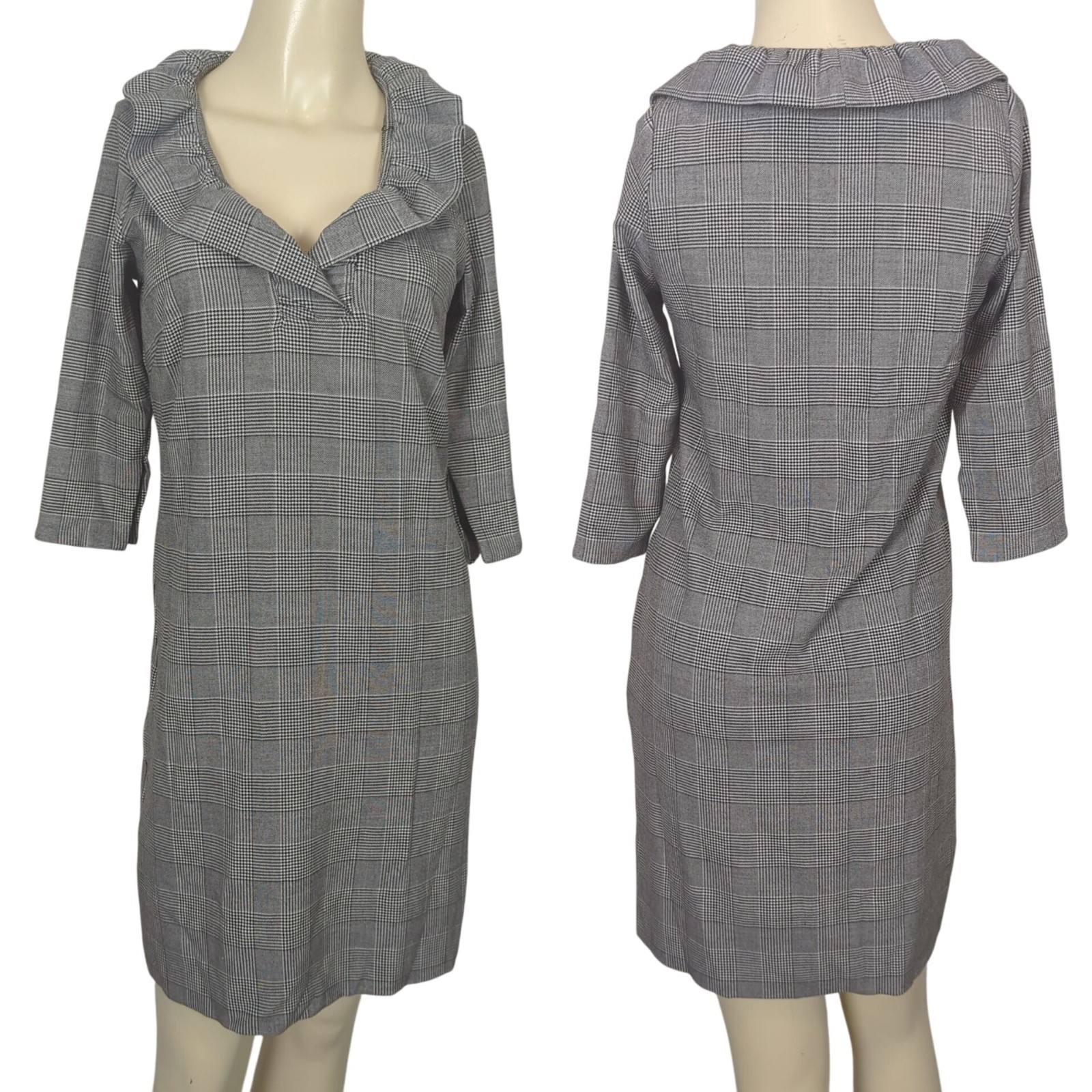 Gretchen Scott Dress black white size 0 / 2 Shrimp Wall Street Ruff Neck