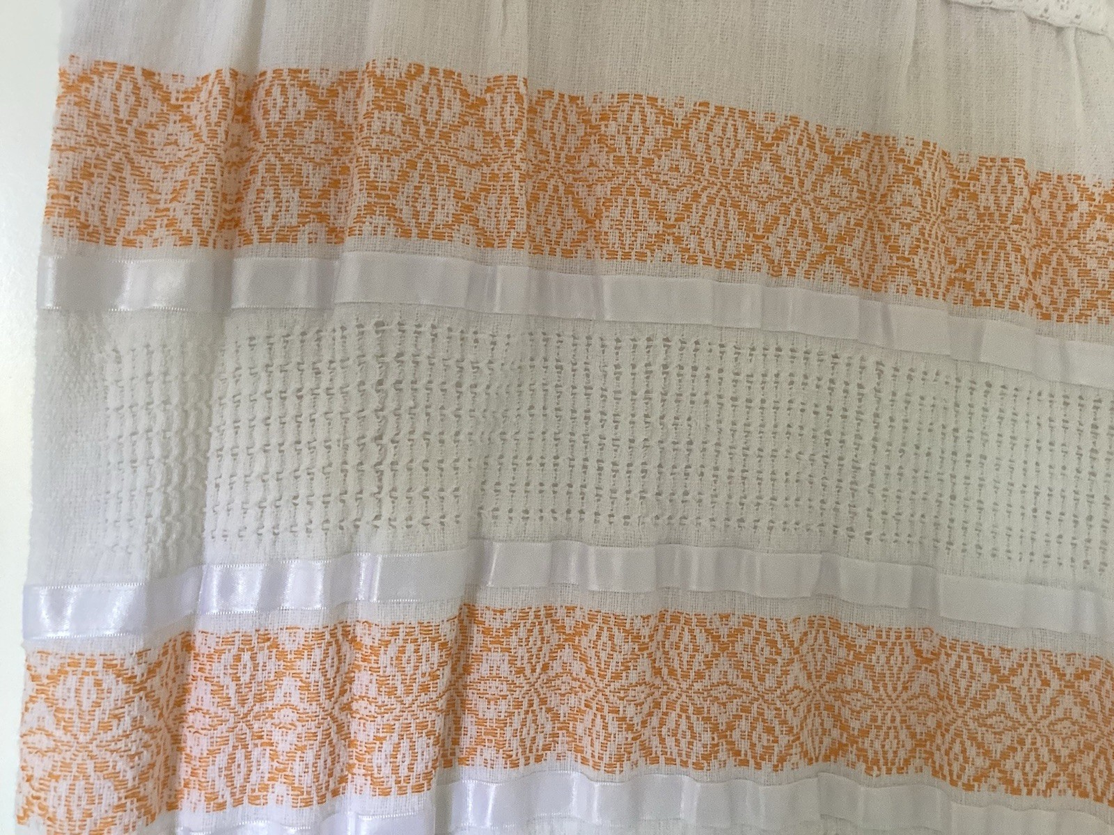 NWOT Beautiful White And Orange Cotton Women’s Mexican Dress One size
