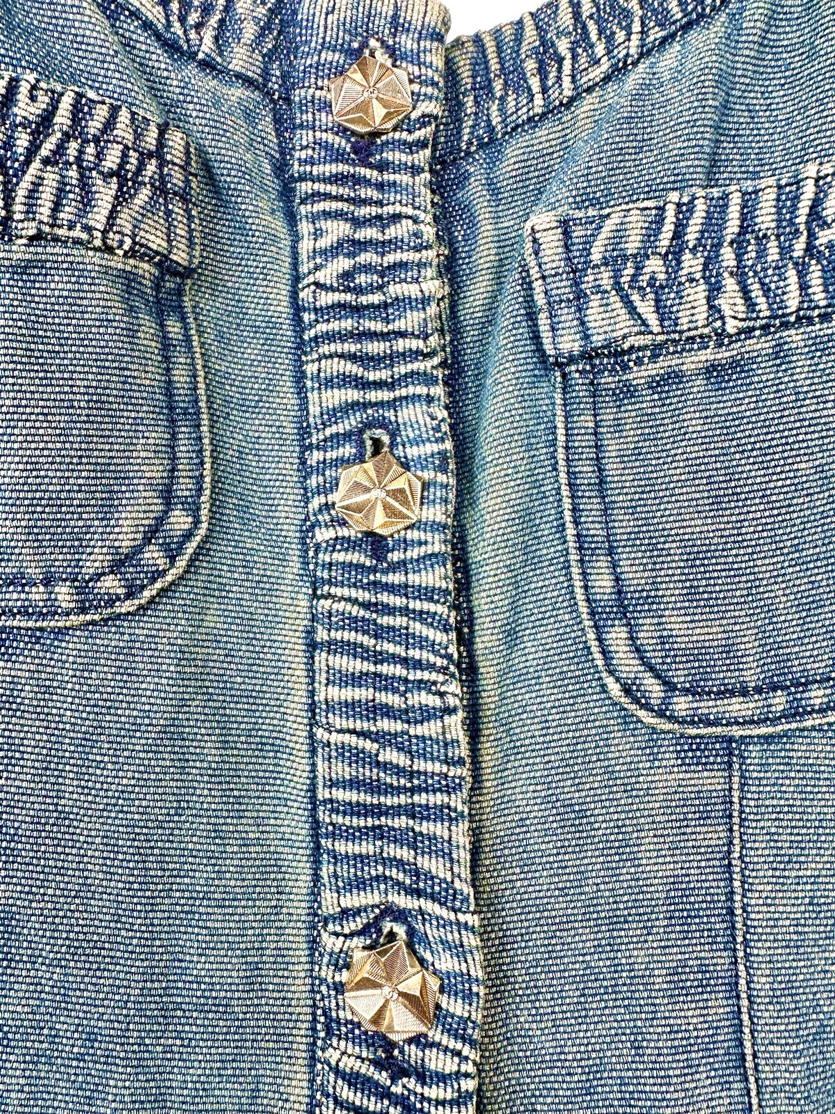 Chanel Vintage 2001 Barbie Blue Denim Midi Dress 36 38 4 6 Vtg Logo Button S M