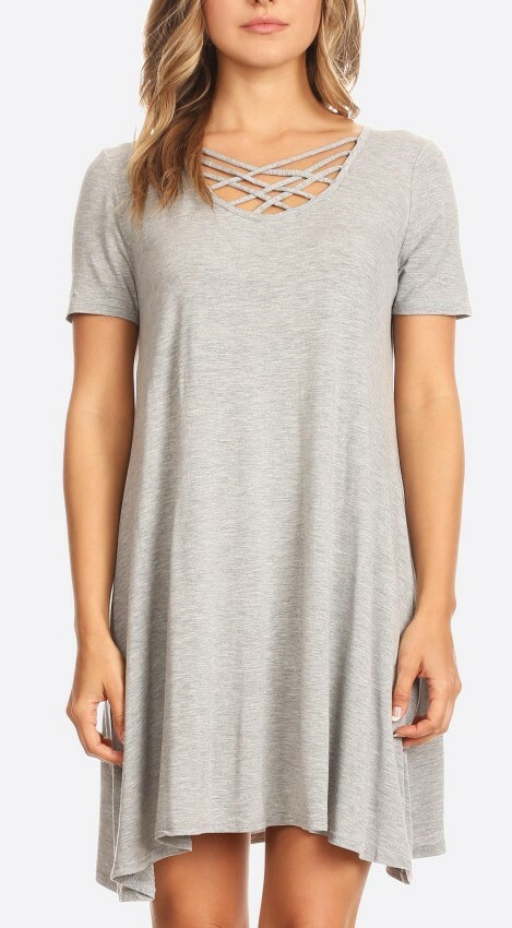 Yelete Heather Gray Solid Jersey Knit A-line Dress Size MD