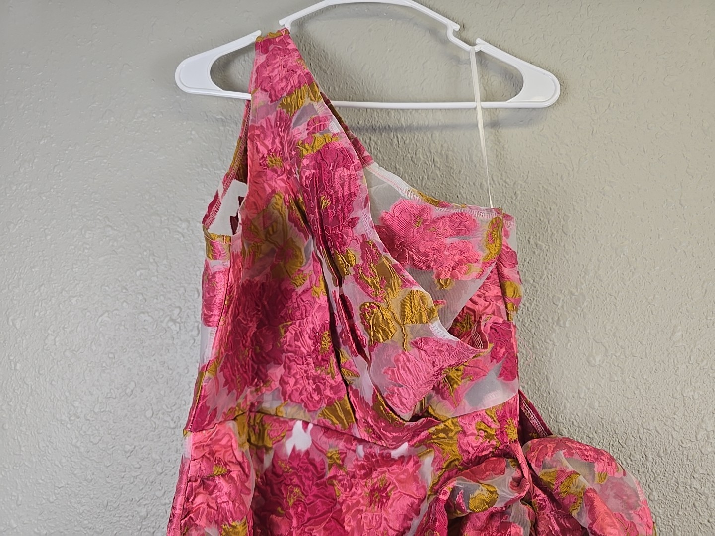 NWT REVERSE Womens Organza One Shoulder Pink Floral Print Dress Sz 12