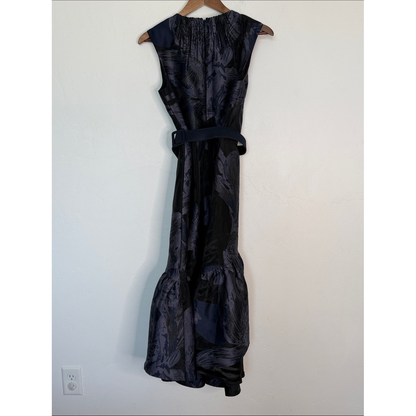 Kay Unger Beatrix Floral Jacquard Tea Length Midi Dress Belted Size 6 NWOT