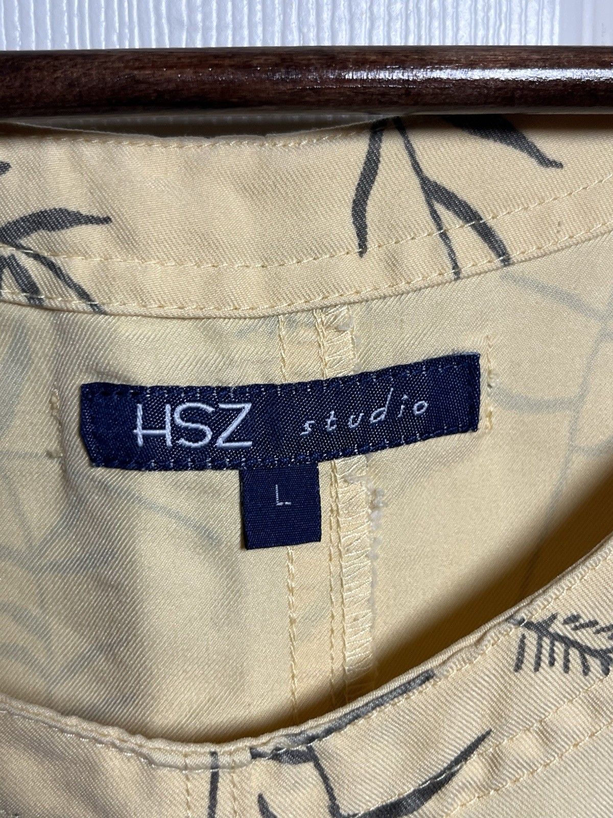 HSZ Studios Size Large Yellow Jumper Wheat Pattern Overall Dress Vintage 90s