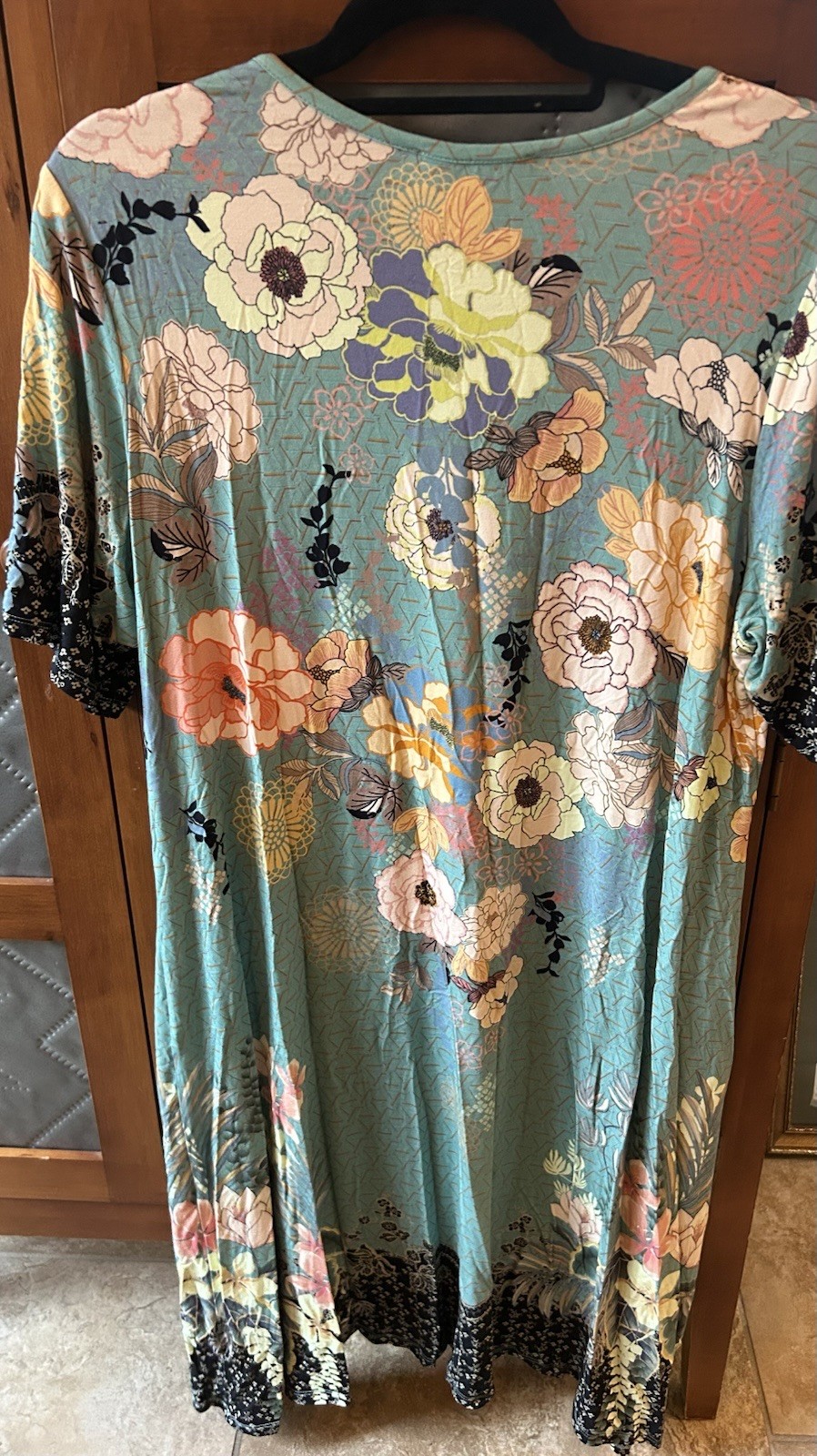 Johnny Was Millay Swing Dress Teal Floral Bamboo Viscose NWT XL