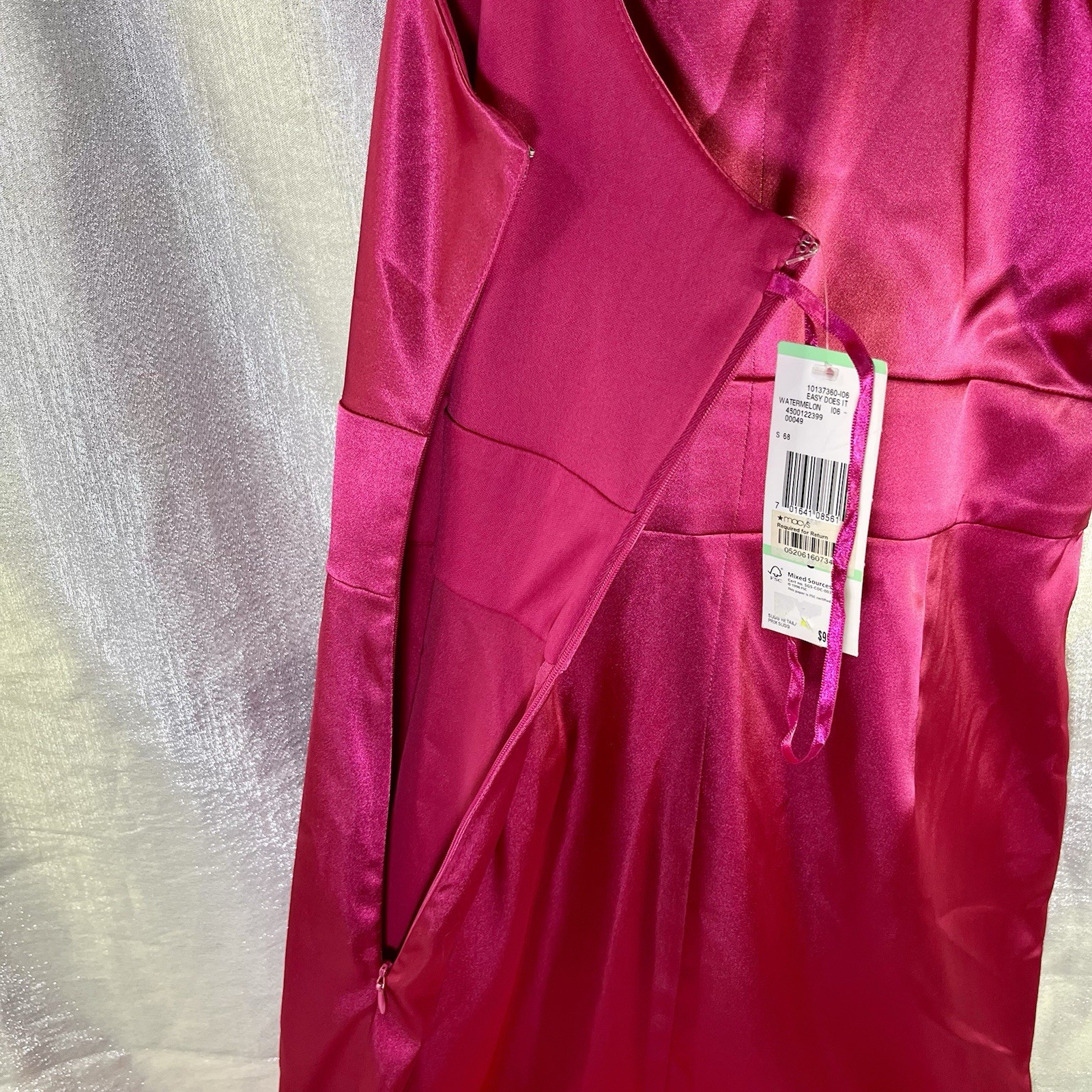 EVAN PICONE Watermelon Pink Silky Halter Sleeveless Cocktail Party Dress Sz 10