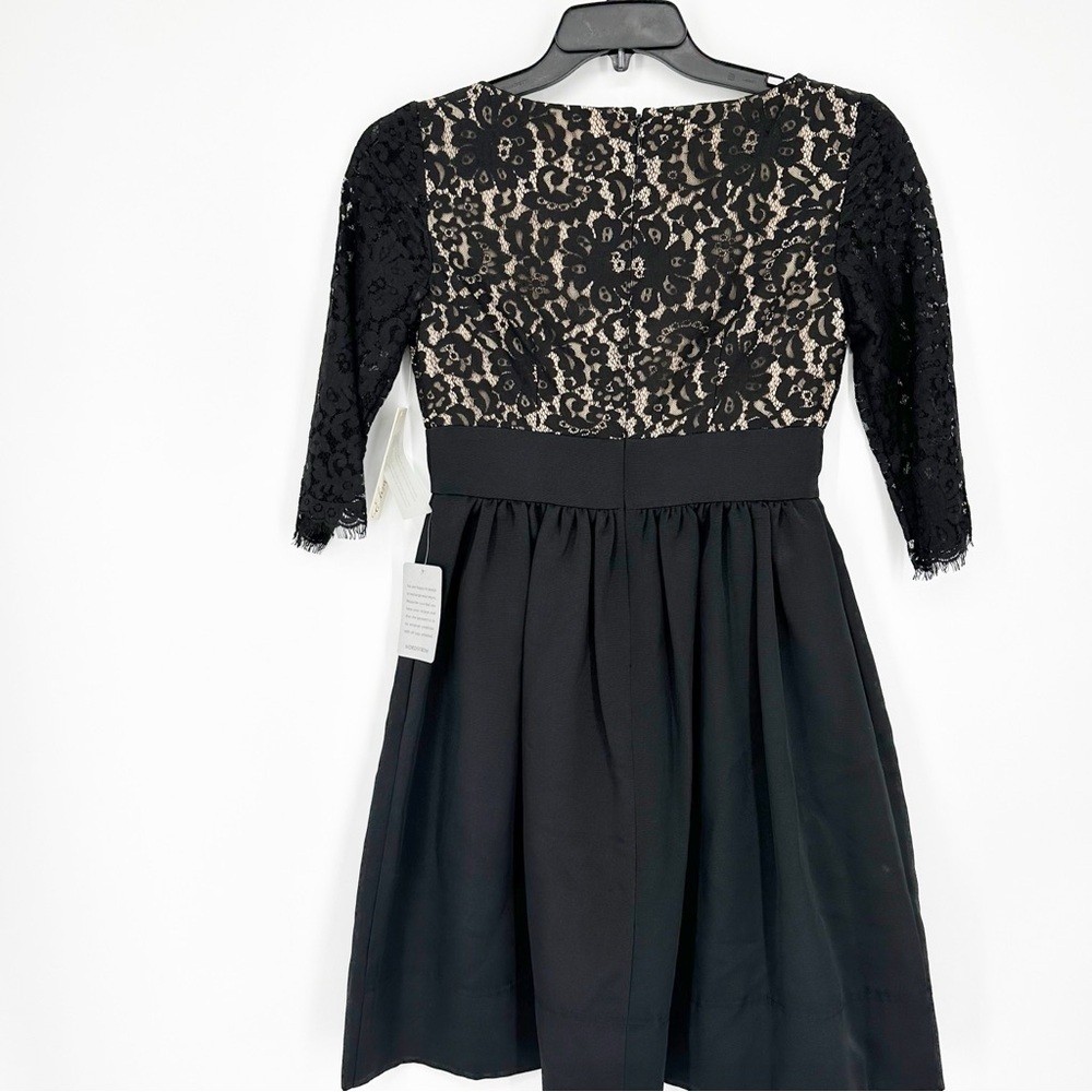 NWT Eliza J Lace & Faille Scalloped Black Dress Size 4