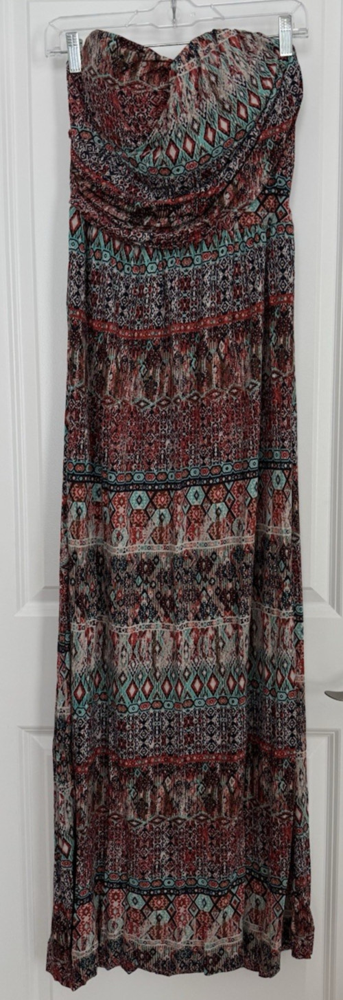 American Rag Cie NWT Boho Multicolor Shirred Maxi Dress, Sz M