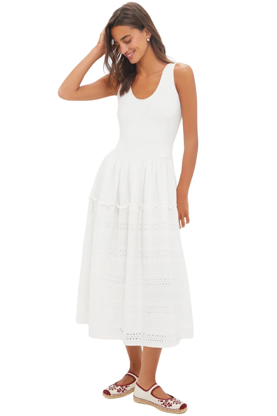 Tuckernuck White Casey midi dress & Navy Mixed Media Julia Dress