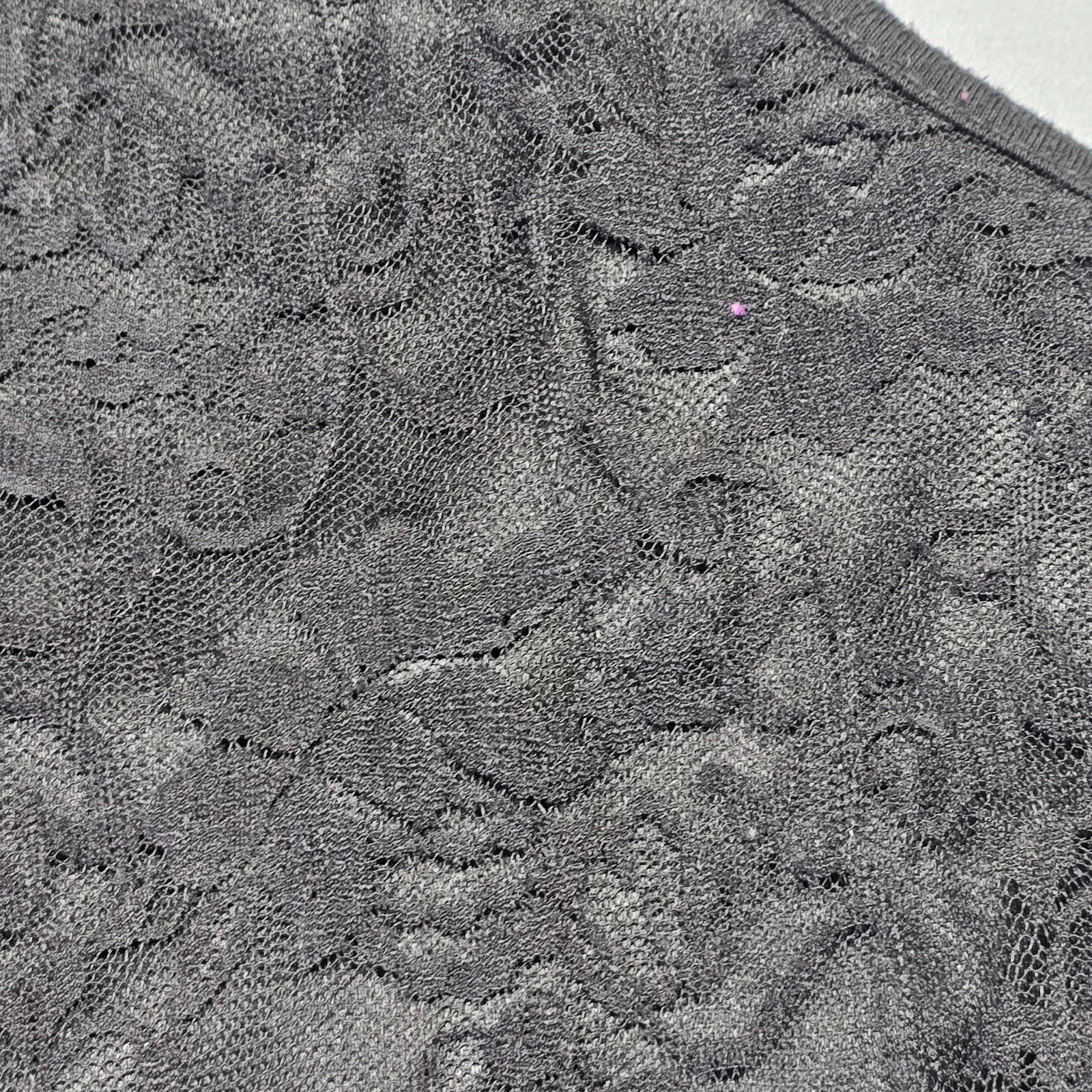 L8ter Black Gray Dress Mini Stretch Preppy Floral Lace Sleeveless Womens Size M