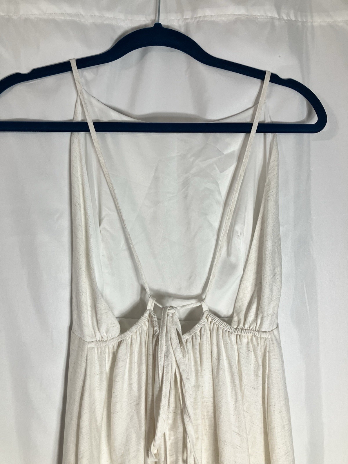 Dazy Beige Backless Maxi Dress Linen Blend Small