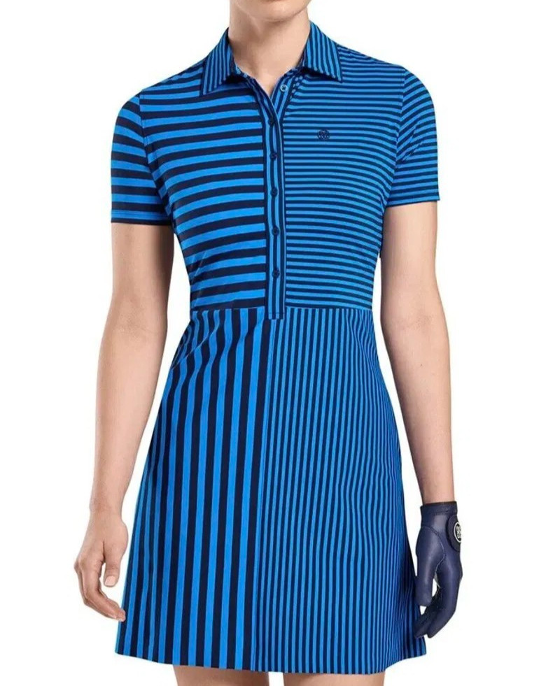 G/FORE Women’s Mixed Stripe Golf Dress Twilight Size-L NWT