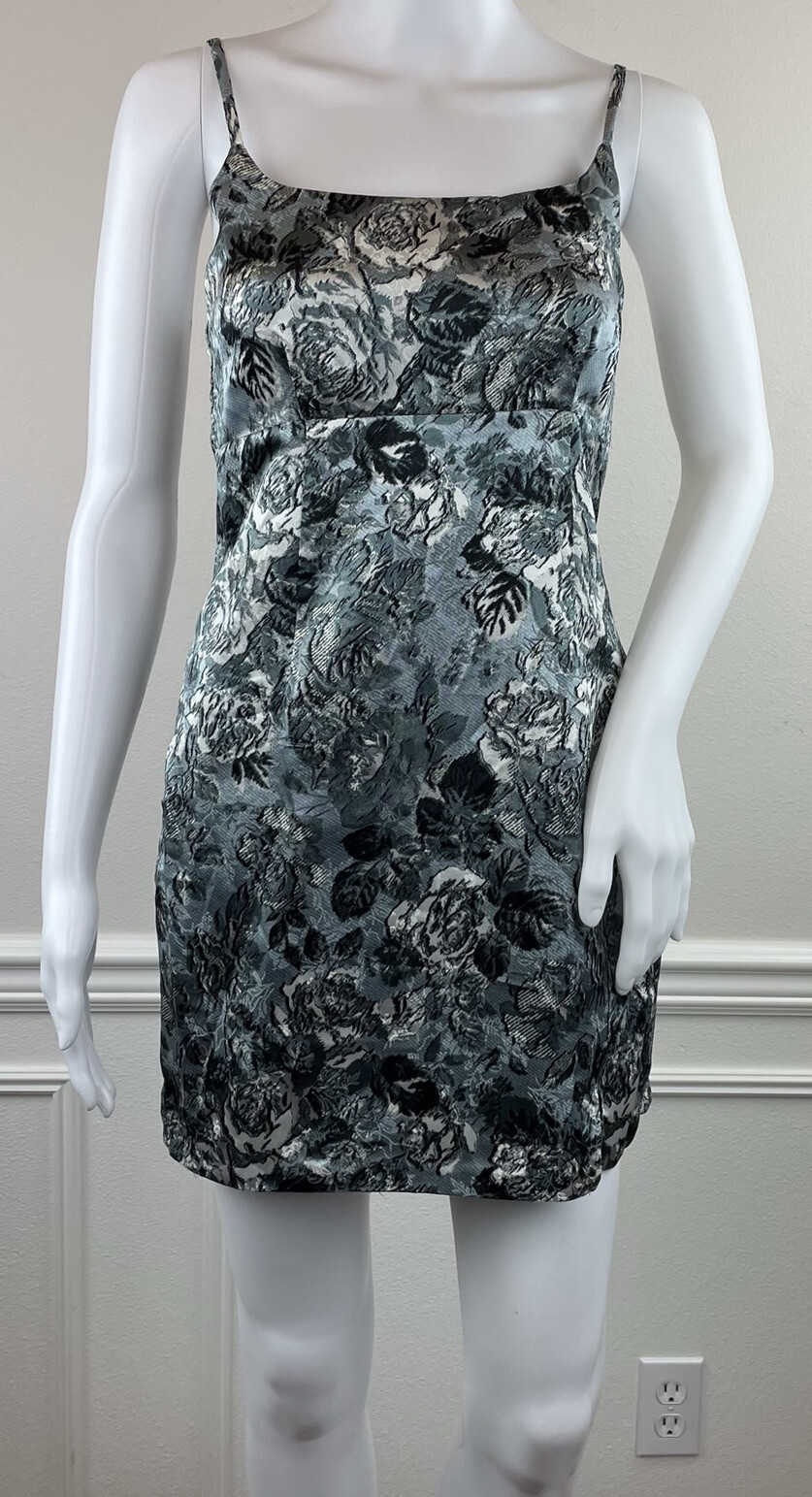 Wild Fable Slip Dress Blue Floral Empire Waist Adjustable Strap Slit Size XS