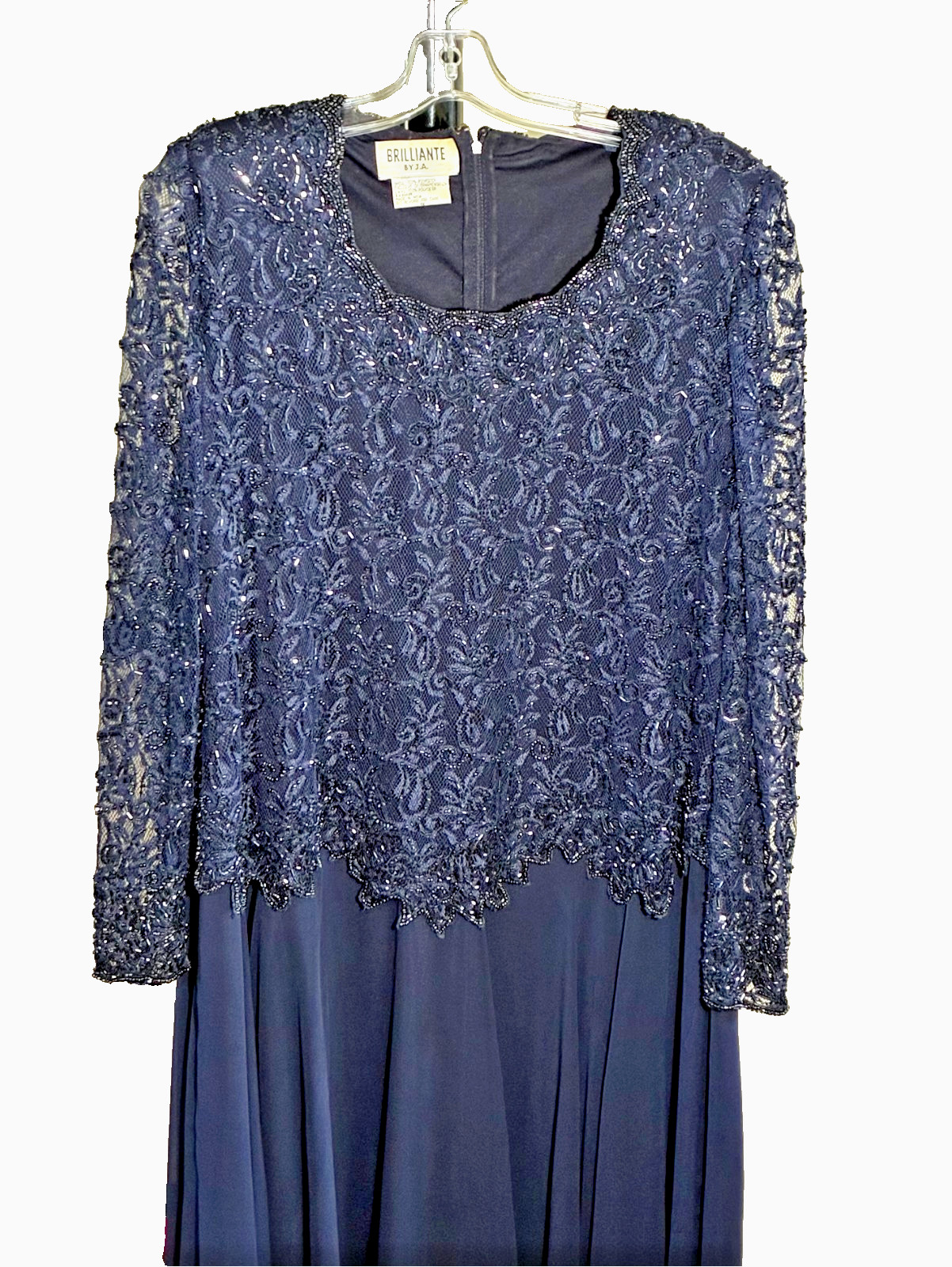 Preown-Brilliante by JA-Chiffon Skirt-Sequins Top Gown(Navy Blue) – Sz 1X