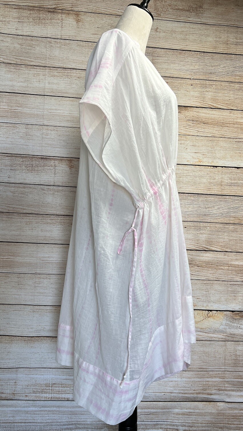 nwt All Saints ISME Cotton Tie-Dye Dress Sz M Pink Cover-Up Drawstring Waist