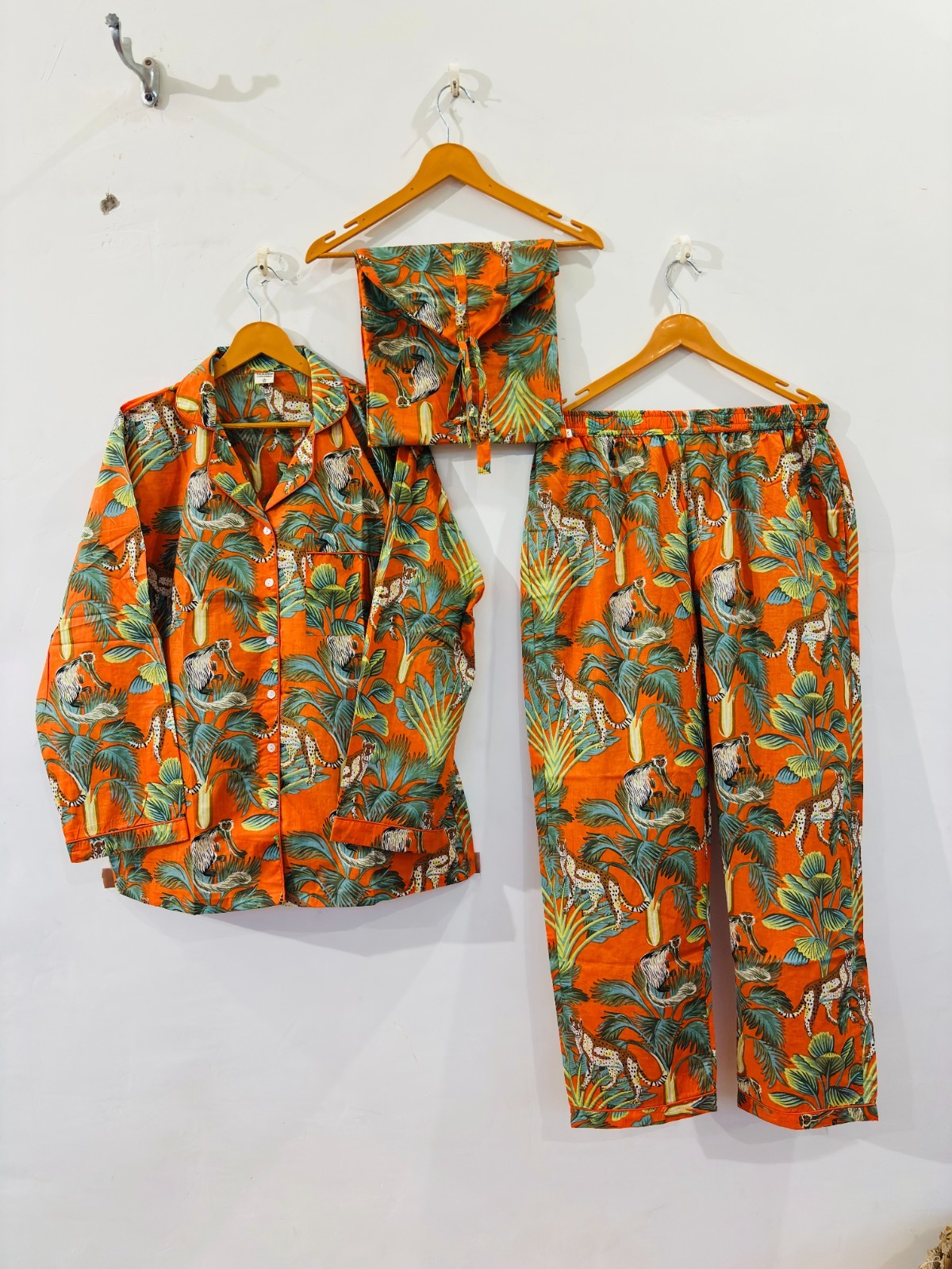 LeopardPrint Cotton Pajama Set:Summer Loungewear night wear for woman’s giftitem