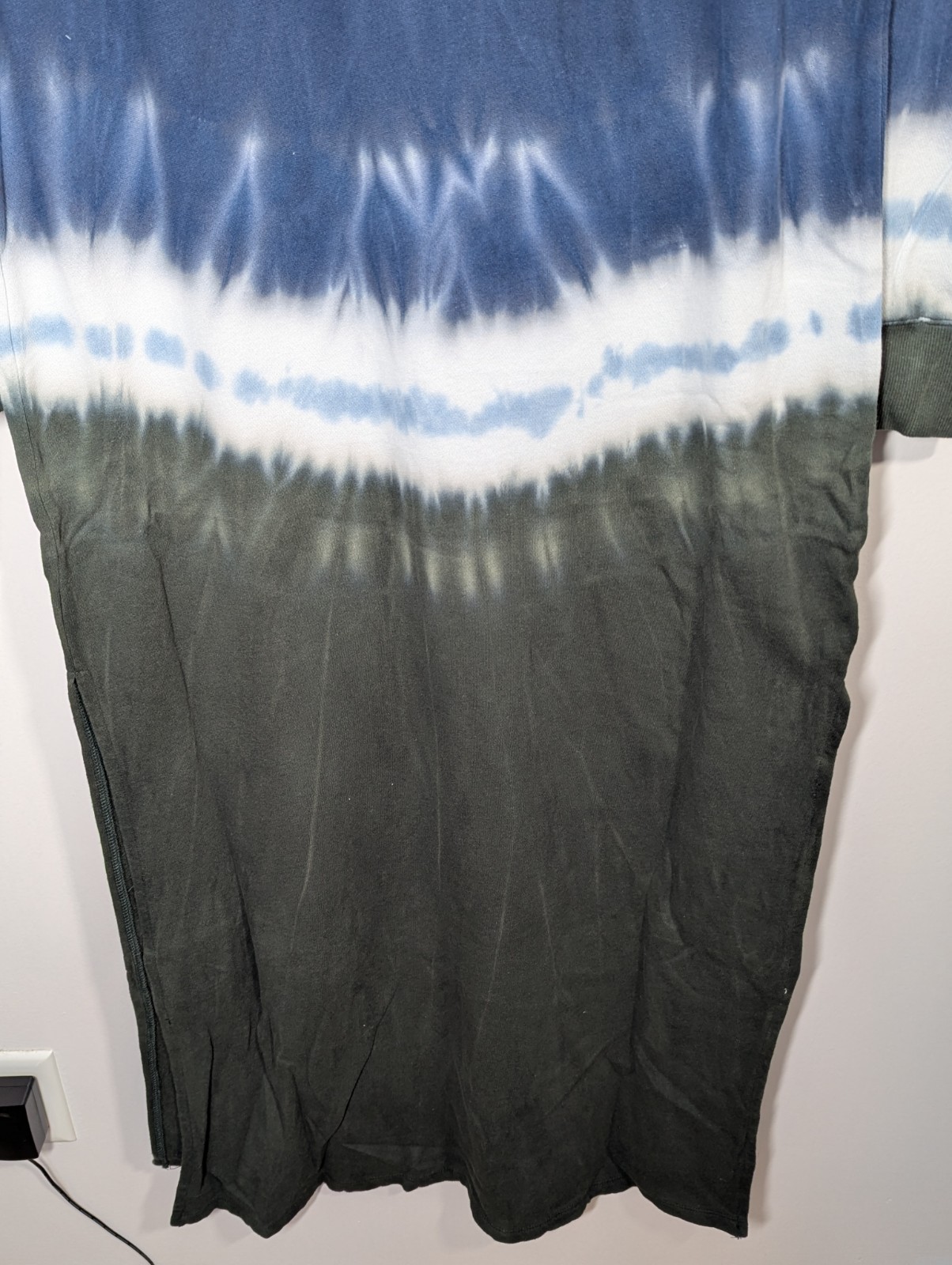 Z Supply Women’s Size Large Blue Green Cotton Long Sleeve Maxi Sweatshirt Dress