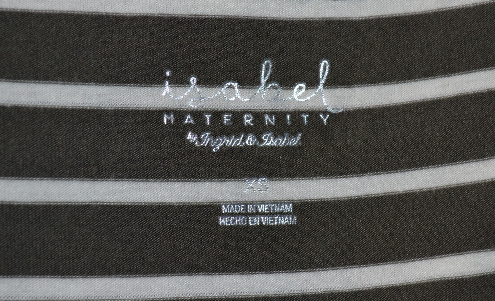 ISABEL MATERNITY BY INGRID & ISABEL Olive Cream Striped Stretch Jersey Dress XS
