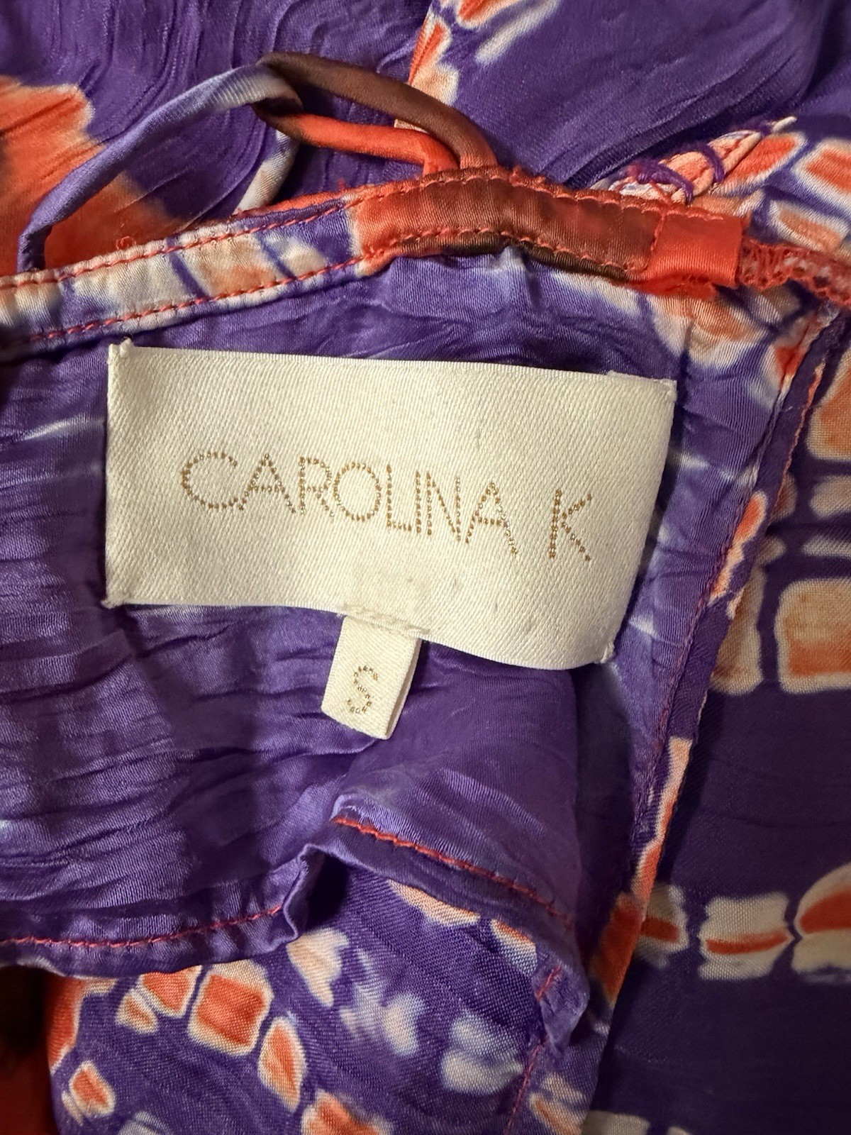 Carolina K Silk Tie Dye Maxi Dress Open Back Boho Resort Halter Dress Size S