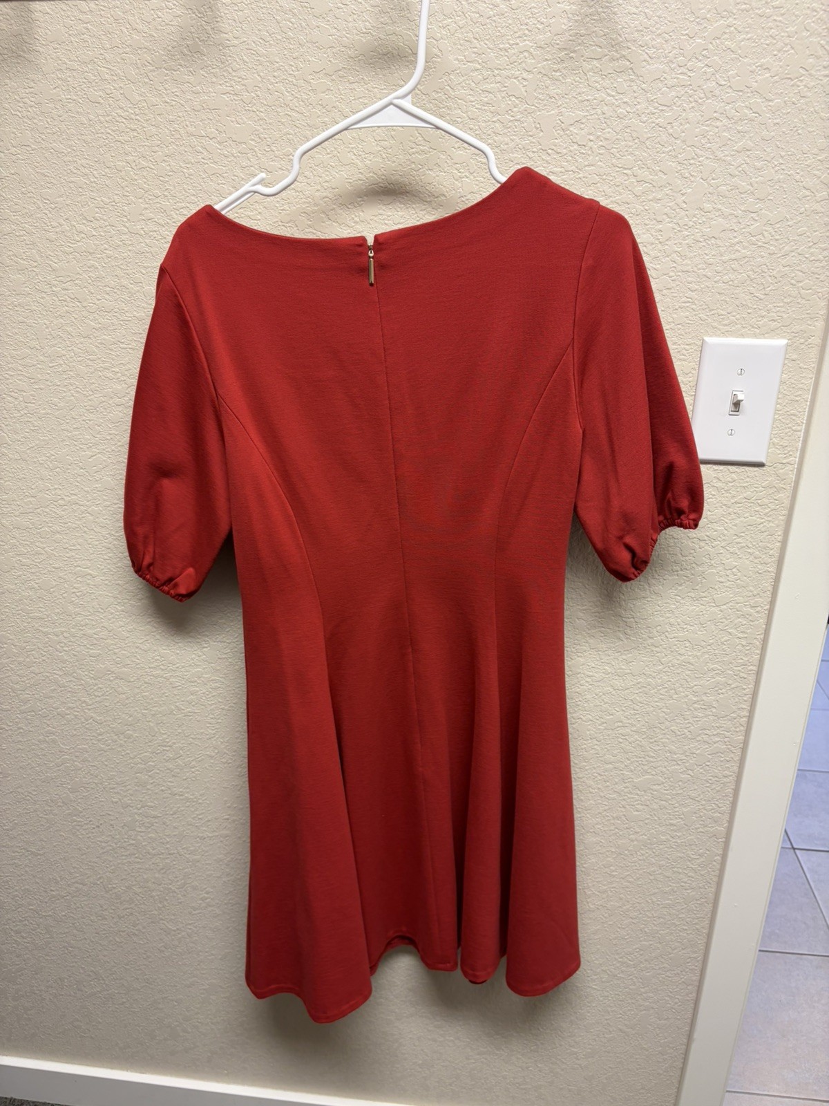 Kate Spade New York NWT Red Fit & Flare Dress Puff Sleeve Square Neck M
