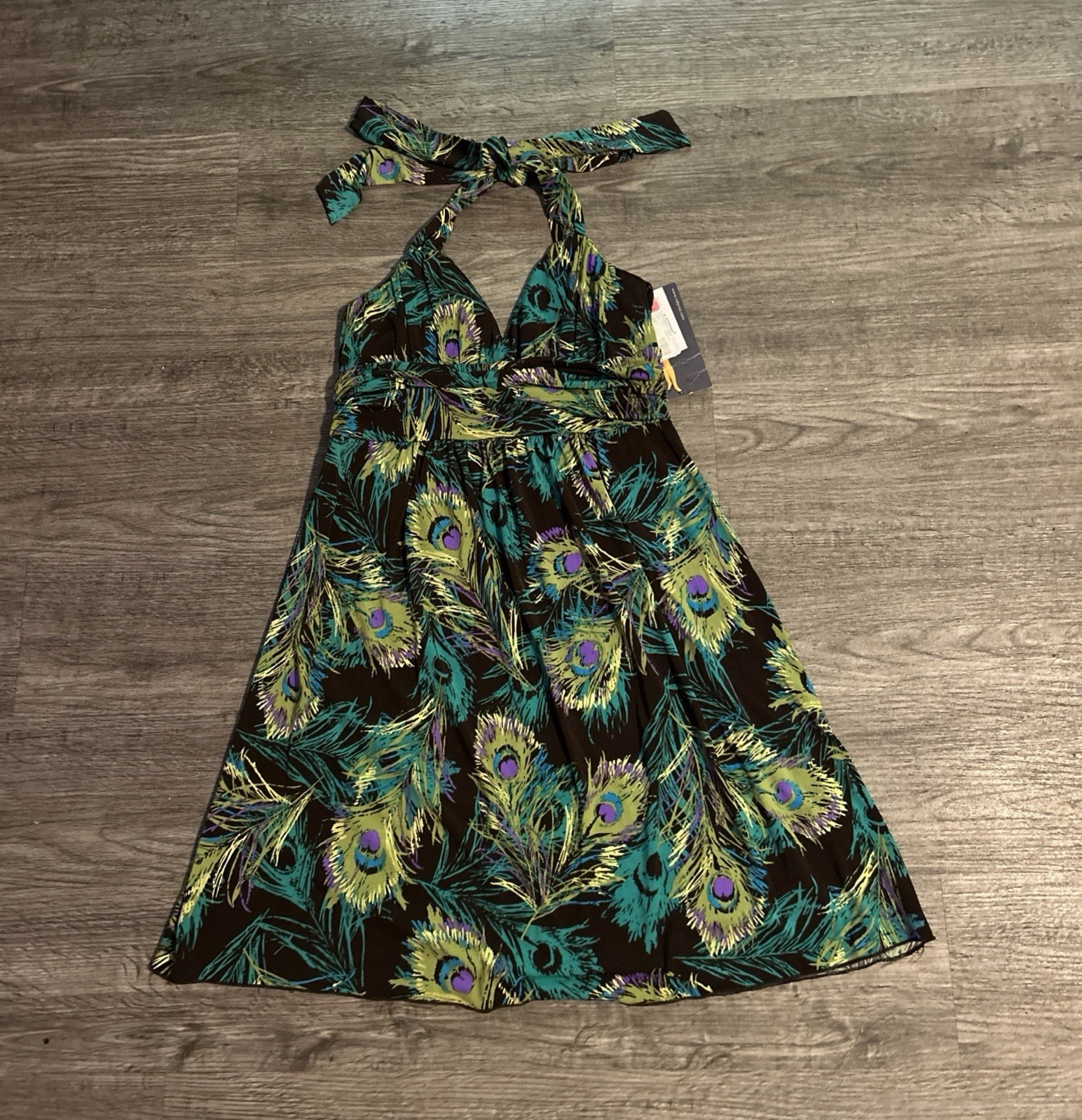 Ruby Rox, Halter Style Sun Dress Women’s Size Med Green Multicolor Summer Dress