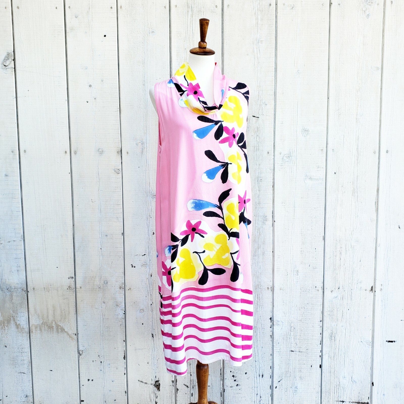 Yodyoko Designer Hand Painted Art to Wear Colorful Graphic Print Dress Size L