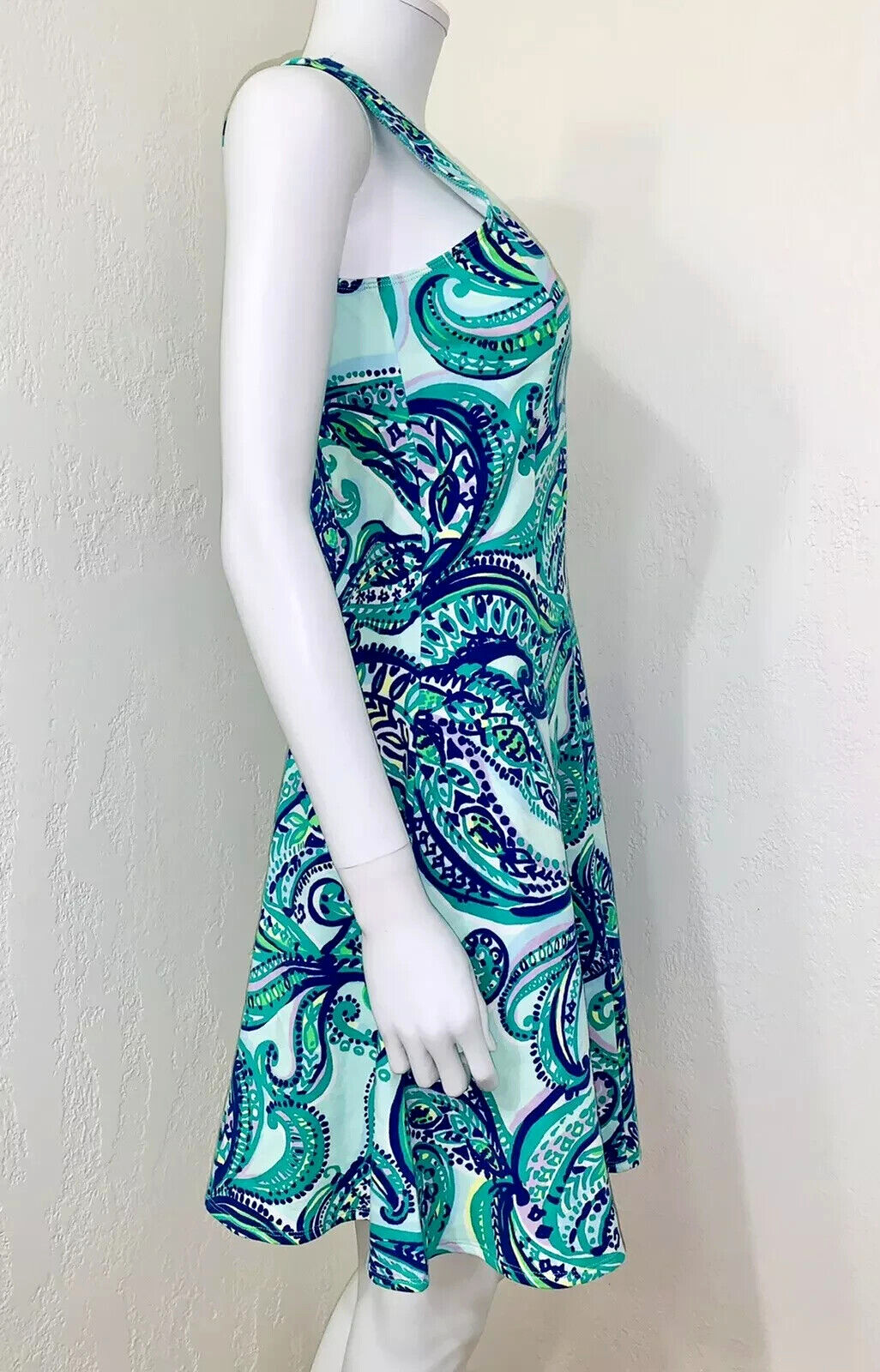 Lilly Pulitzer Dahlia Poolside Blue Keep It Current Terry Fit Flare Dress M